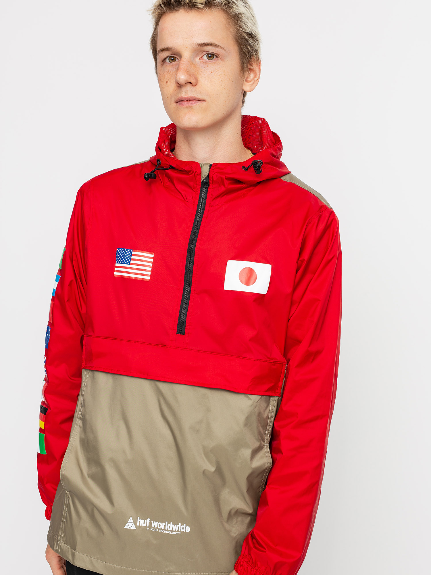 HUF Flags Anorak Jacket (cyber red)