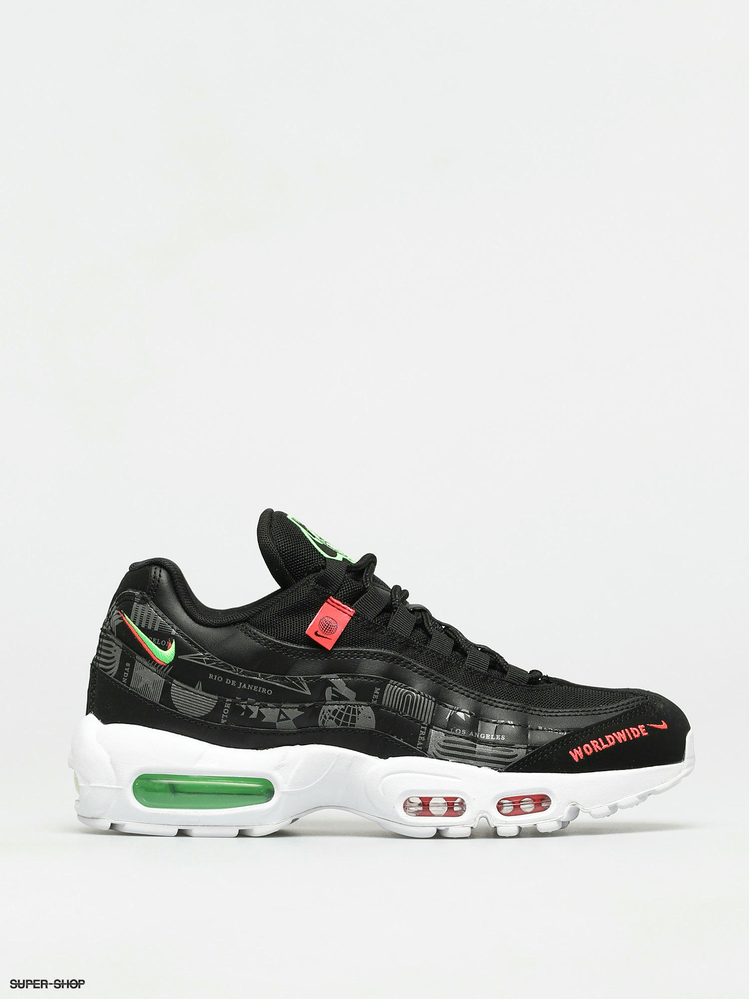 Nike Air Max 95 Shoes (black/white green strike flash crimson)