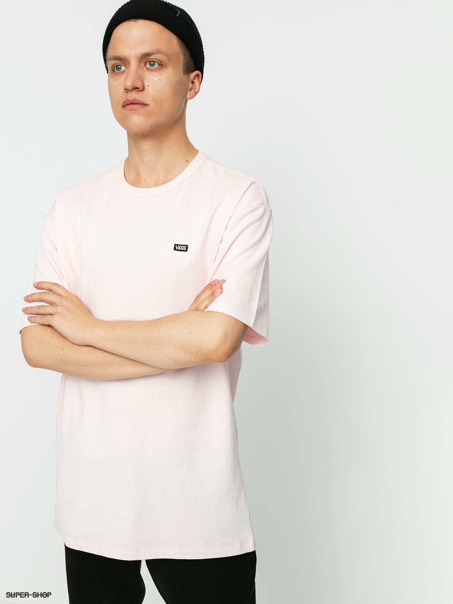 white and pink vans shirt