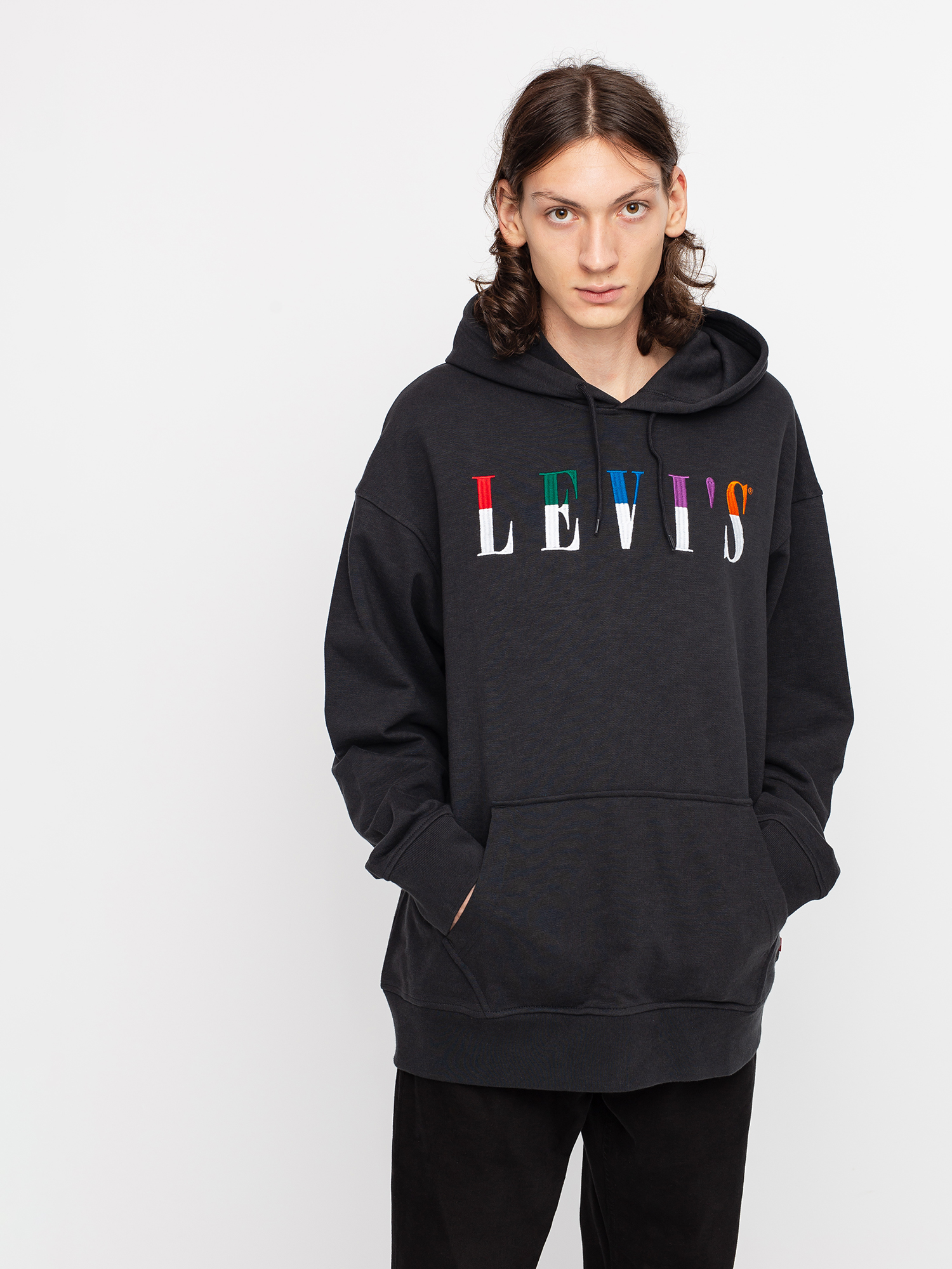 Levi's® T2 Relaxed Graphic HD Hoodie (ssnl serif po jet black)