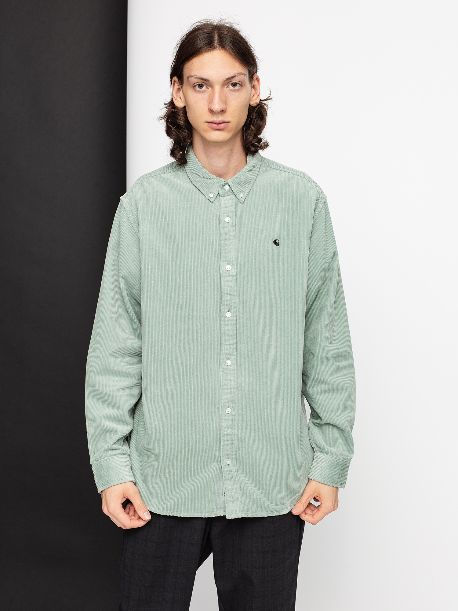 Carhartt WIP Madison Cord Shirt frosted green black