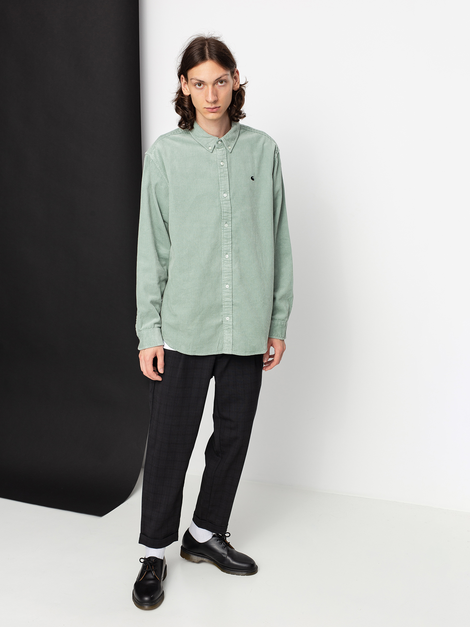 carhartt wip madison cord shirt frosted green