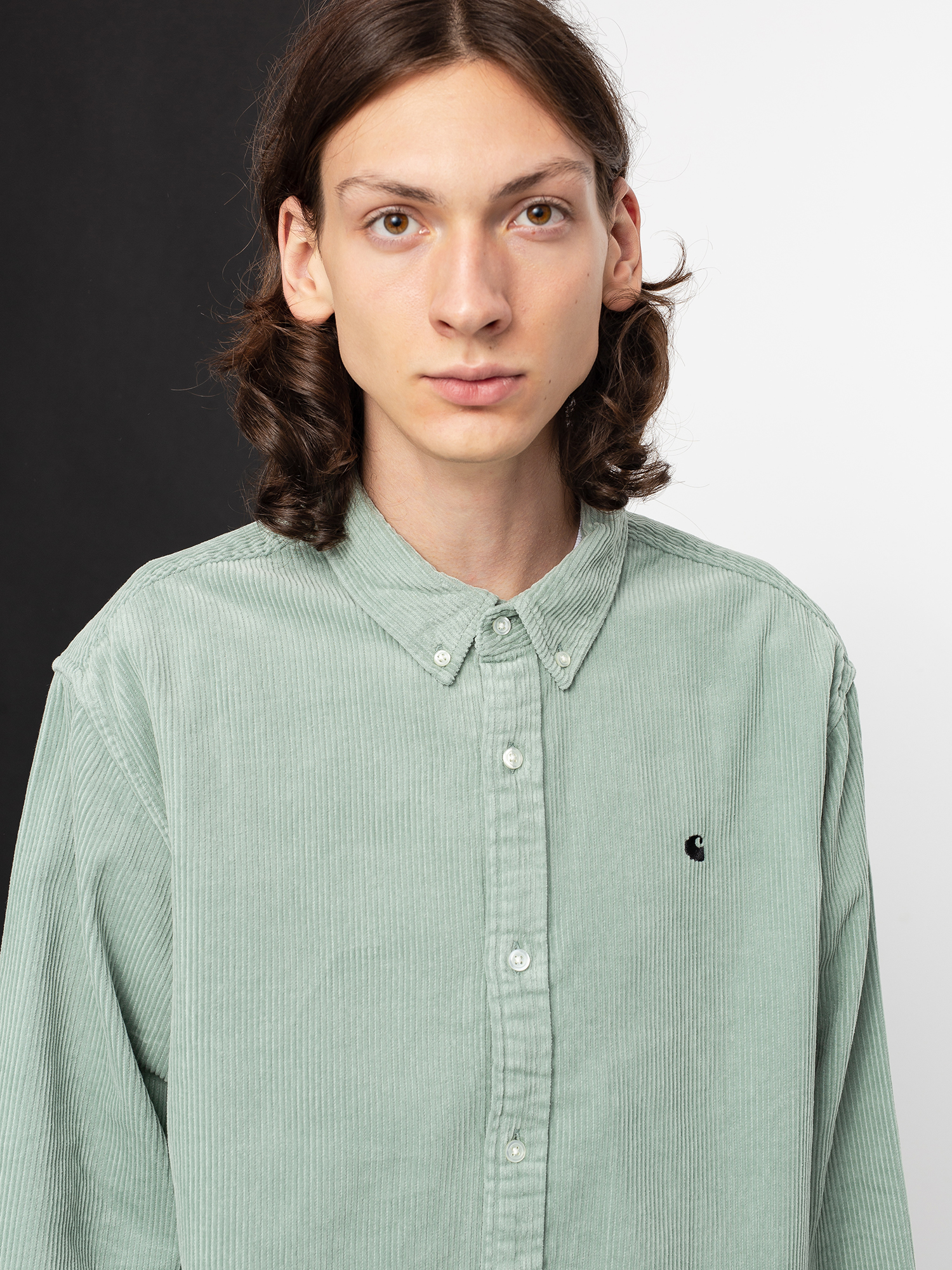 Carhartt WIP Madison Cord Hemd (frosted green/black)