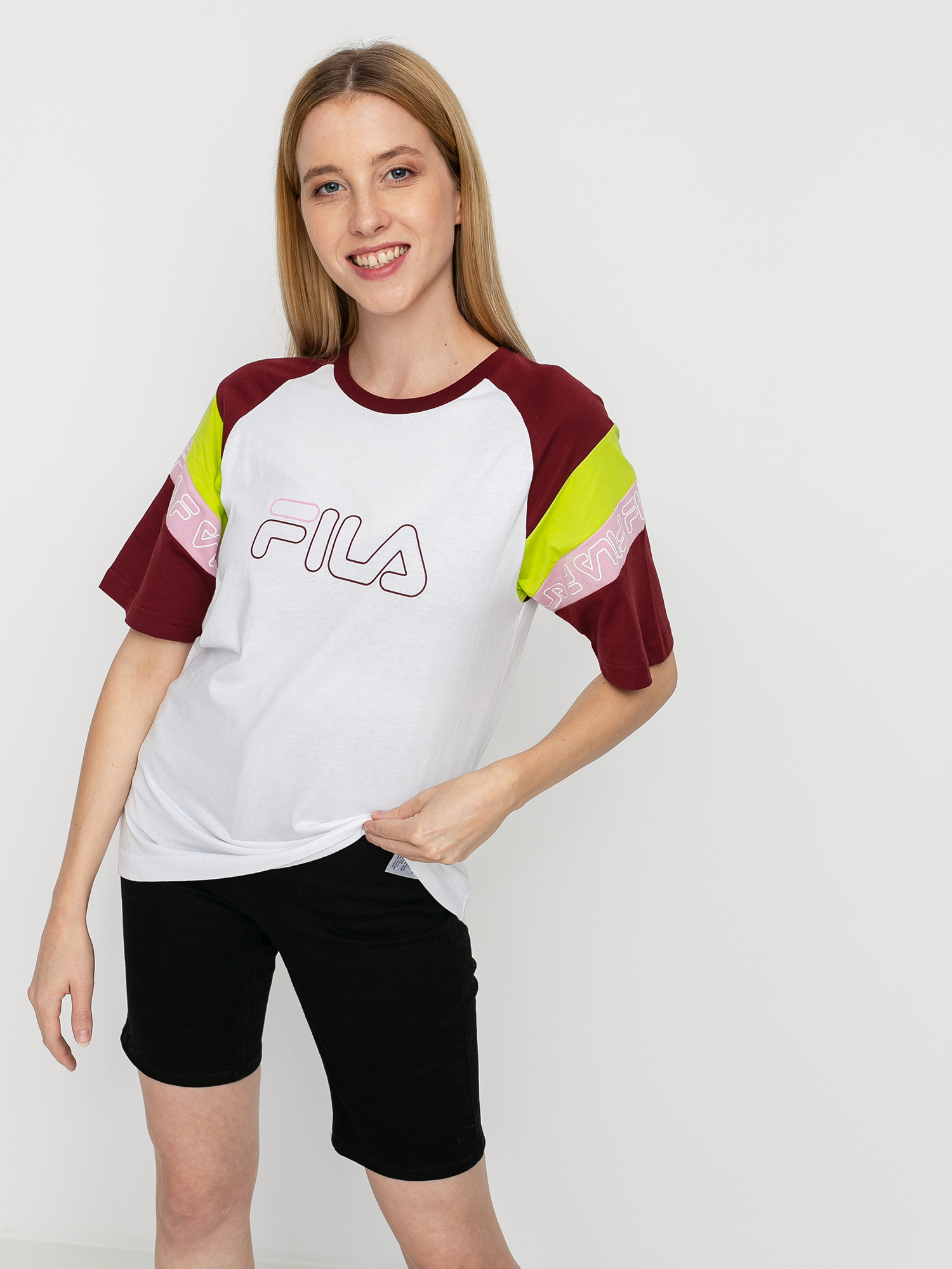 Fila Lolita T-shirt Wmn (bright white/cabernet/acid lime/lilac sachet)