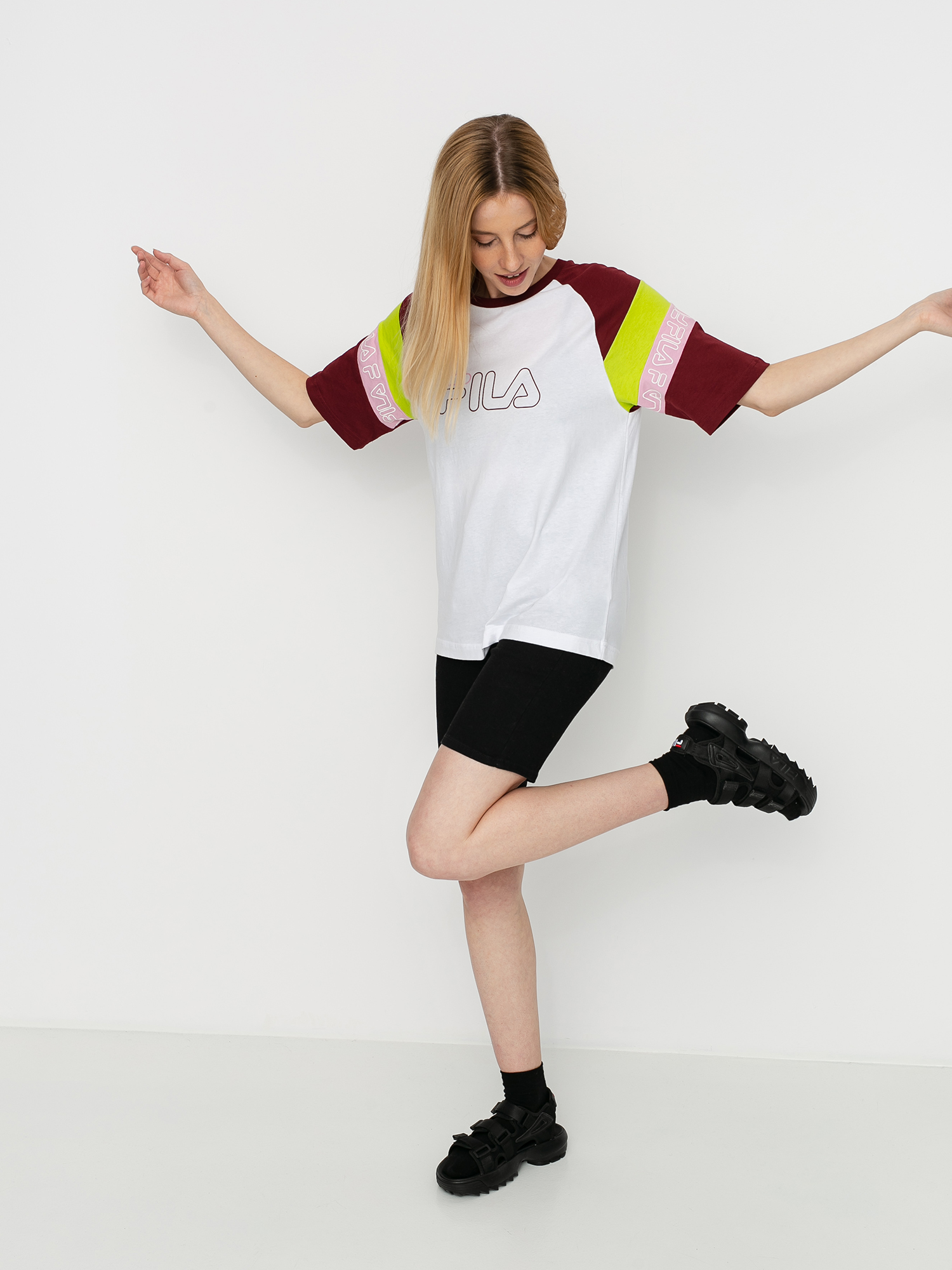 Fila Lolita T-shirt Wmn (bright white/cabernet/acid lime/lilac sachet)