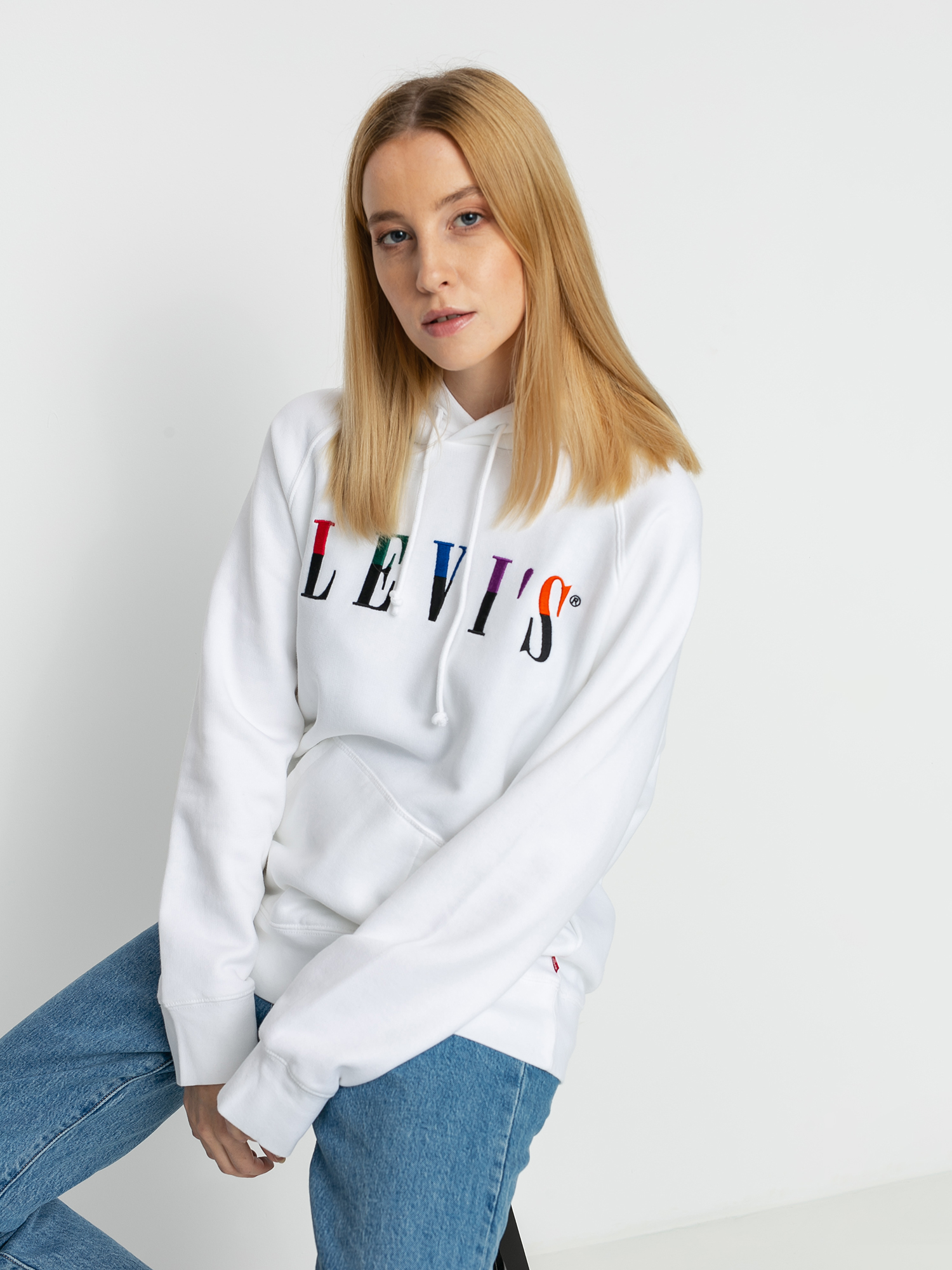 Levi s Graphic Sport HD Hoodie Wmn white split serif multicolor white