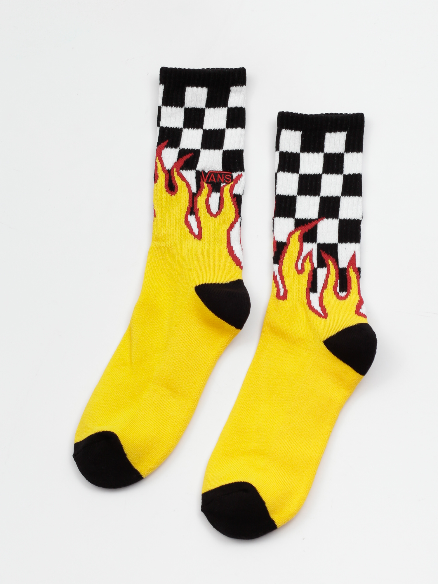 Vans Flame Check Crew Socks (black/white/check flame)