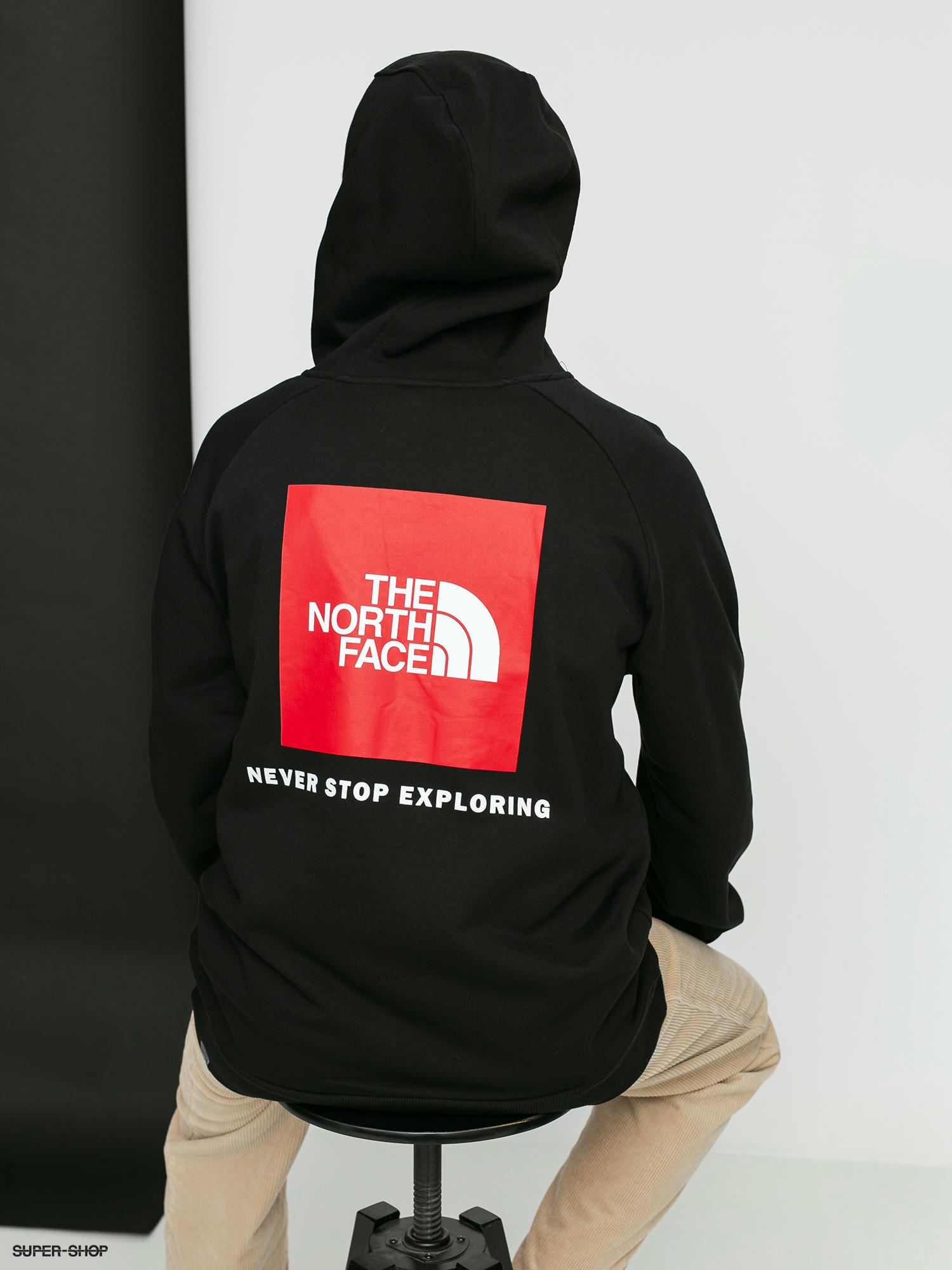 north face black and red hoodie