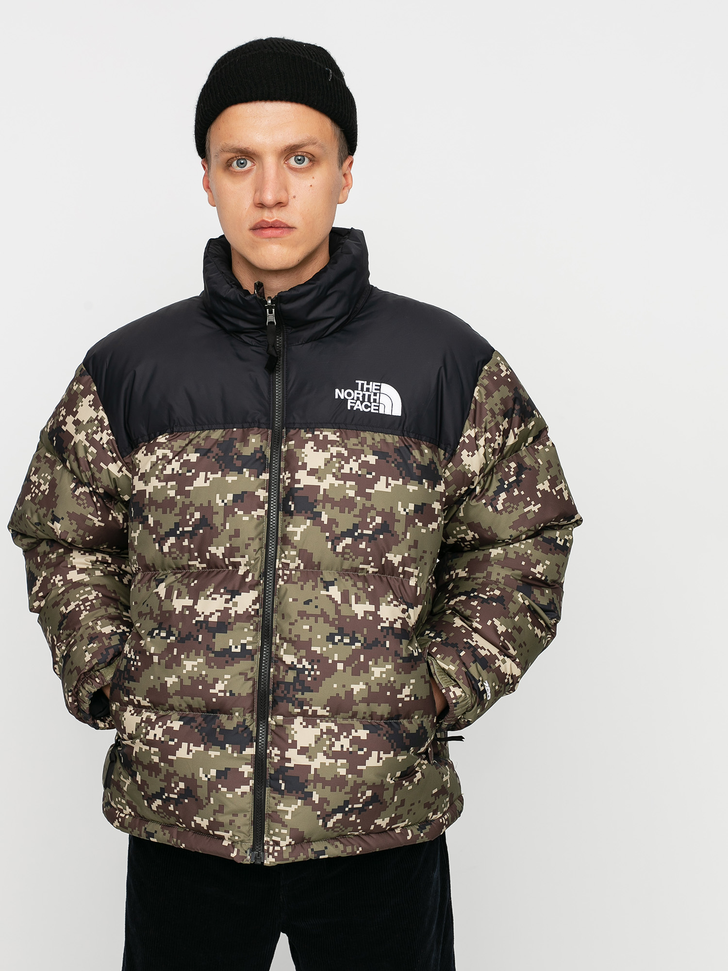 The North Face 1996 Retro Nuptse Jacket (burnt olive green ux digi camo print)