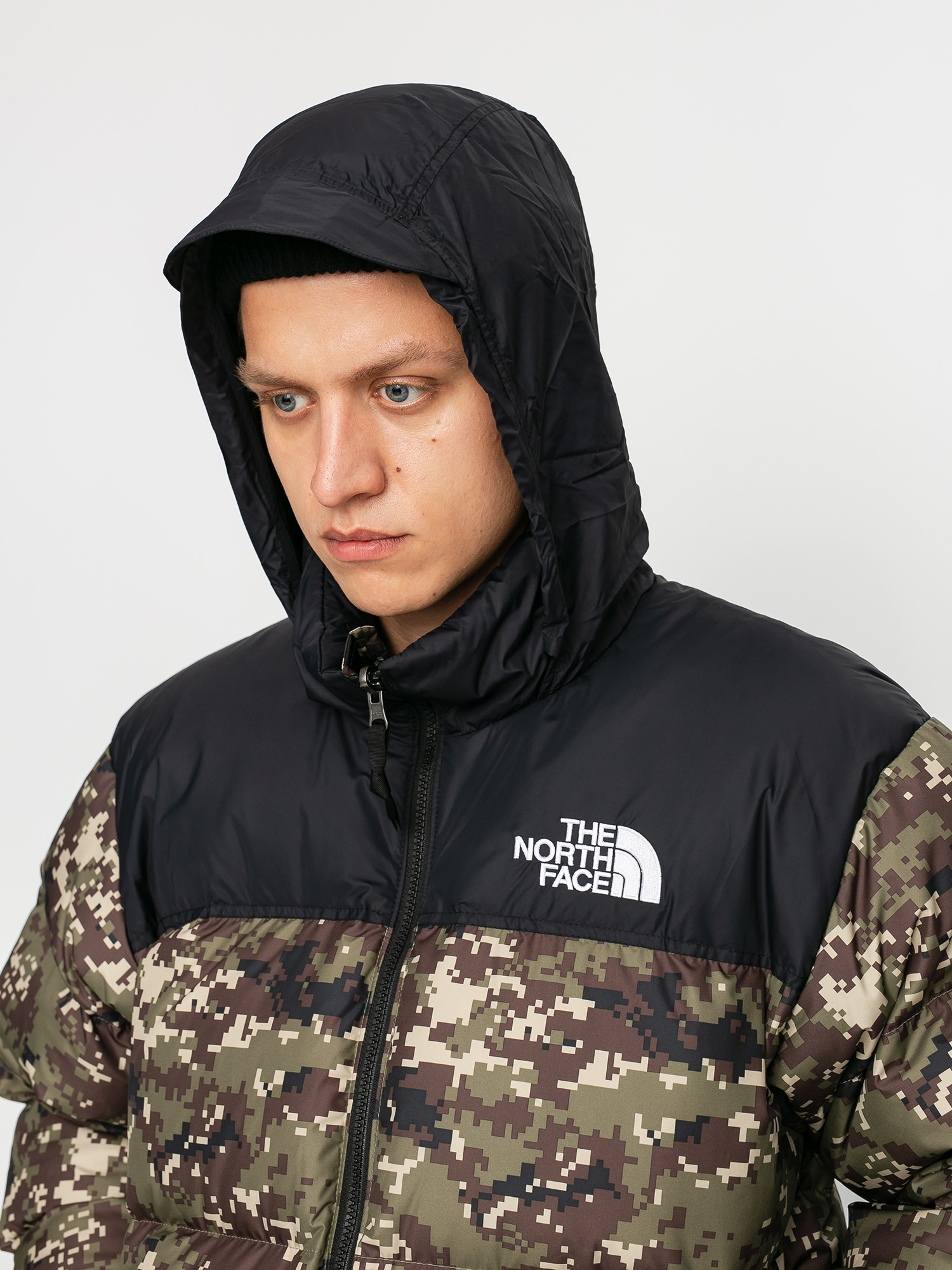 The North Face 1996 Retro Nuptse Jacket (burnt olive green ux digi camo print)