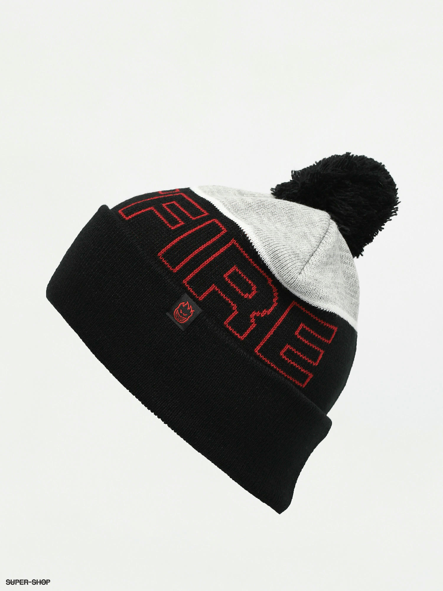 red grey and black beanie