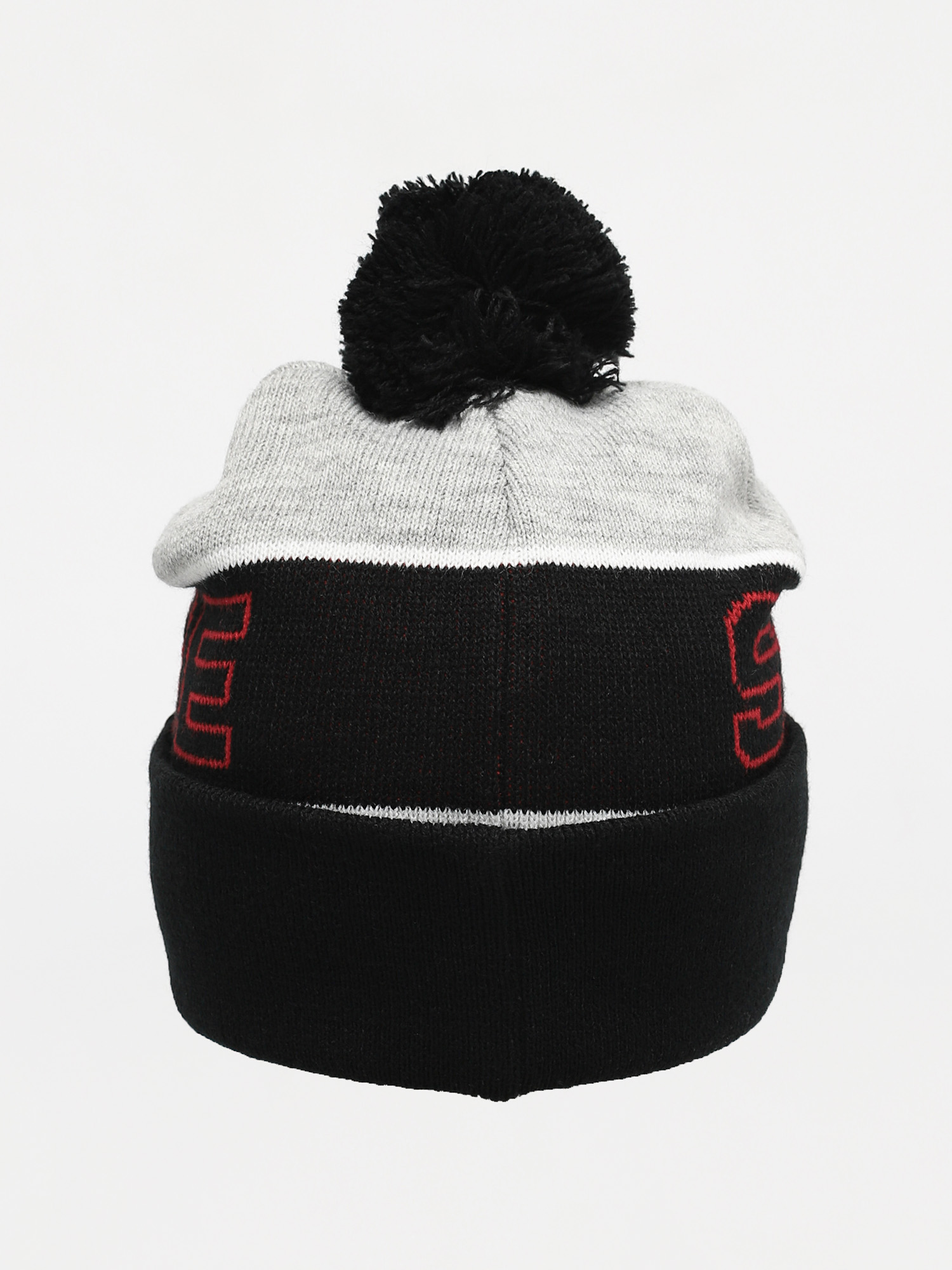 red grey and black beanie