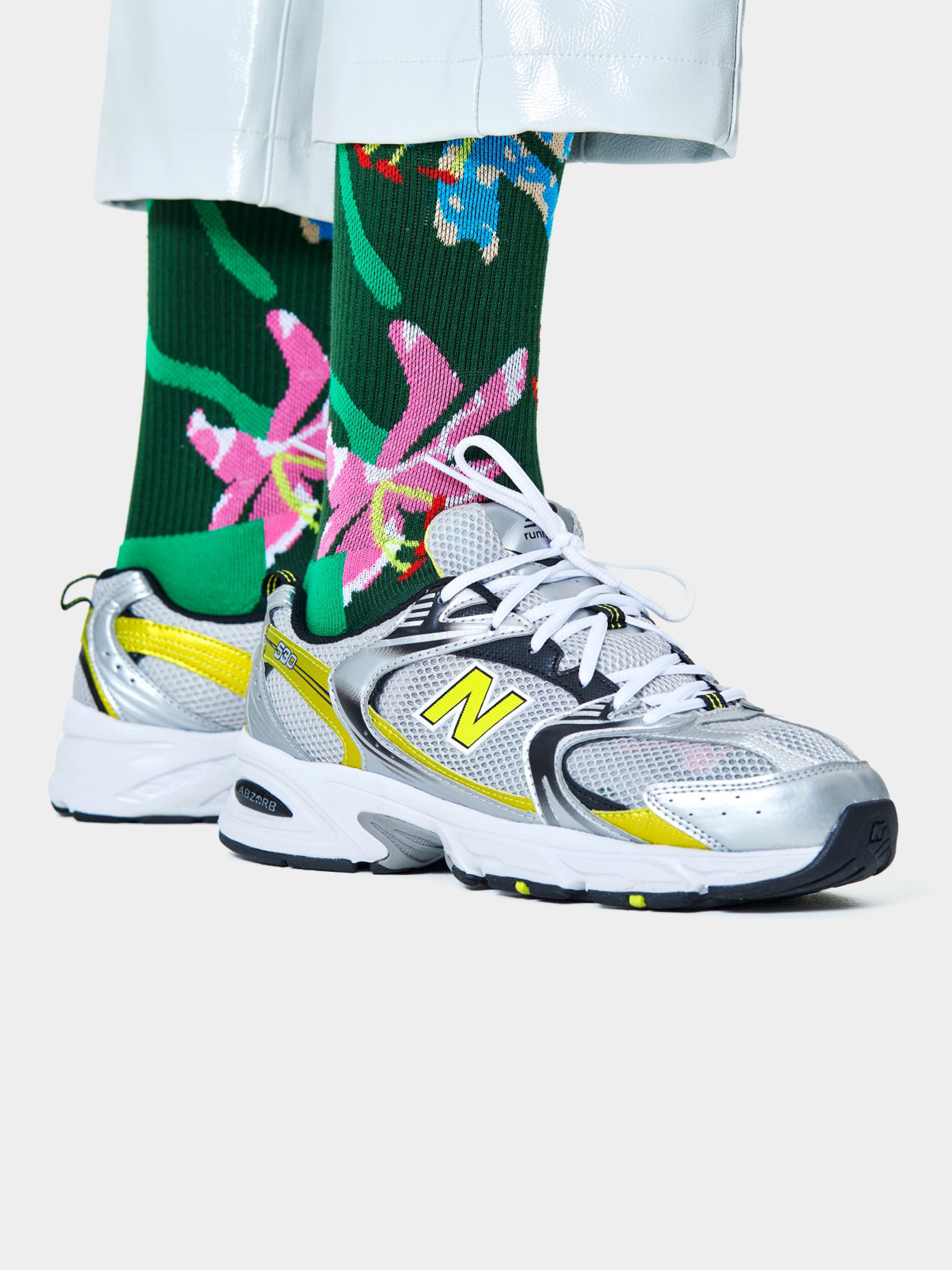 Happy Socks Athletic Lily Crew Socks green (green)