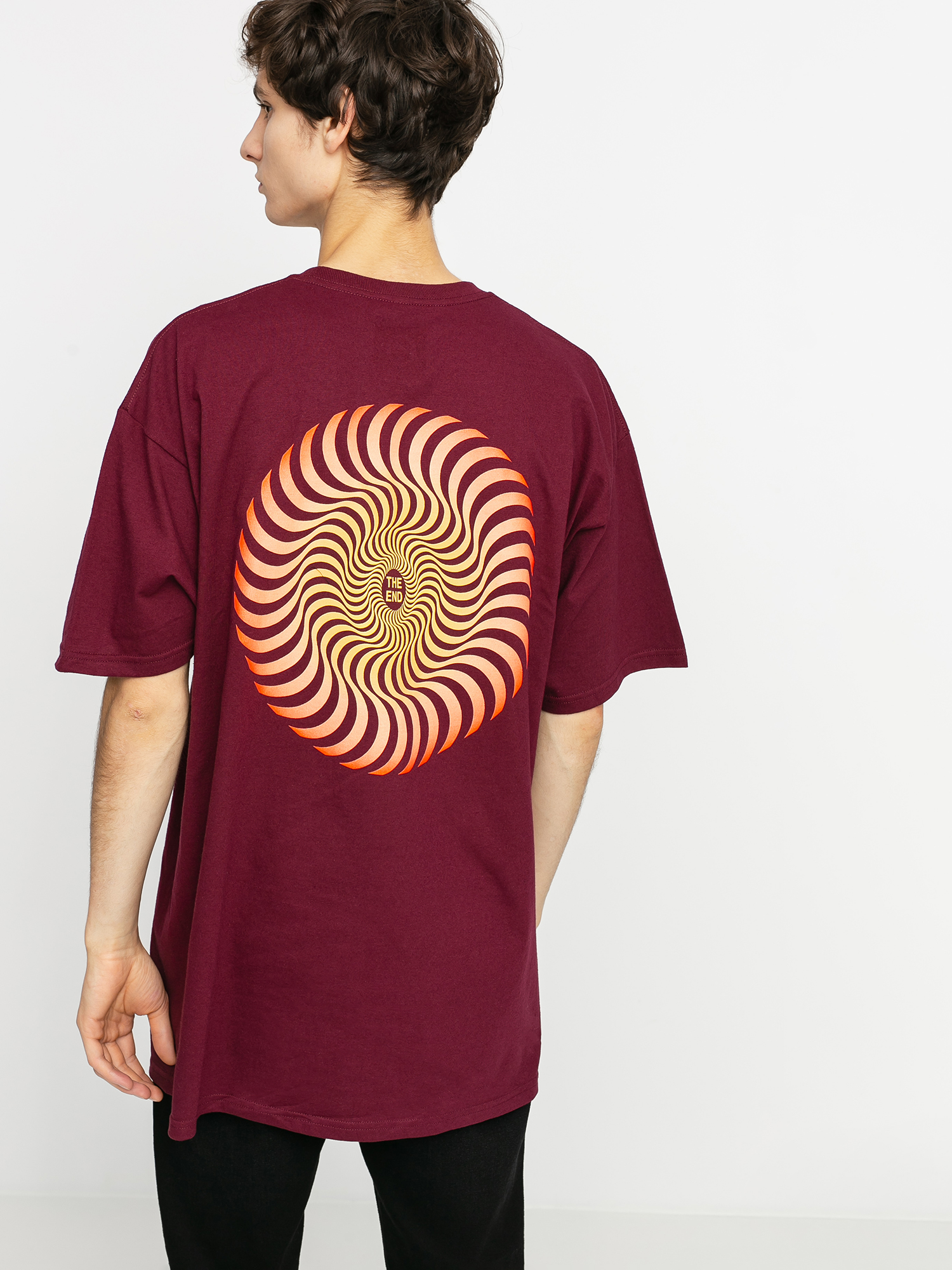 burgundy and yellow shirt