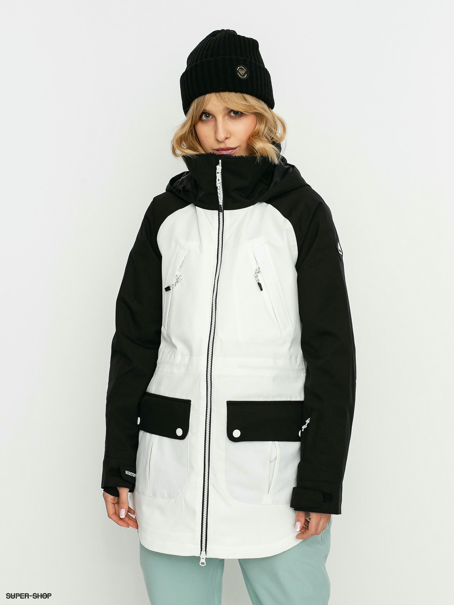 burton black and white jacket