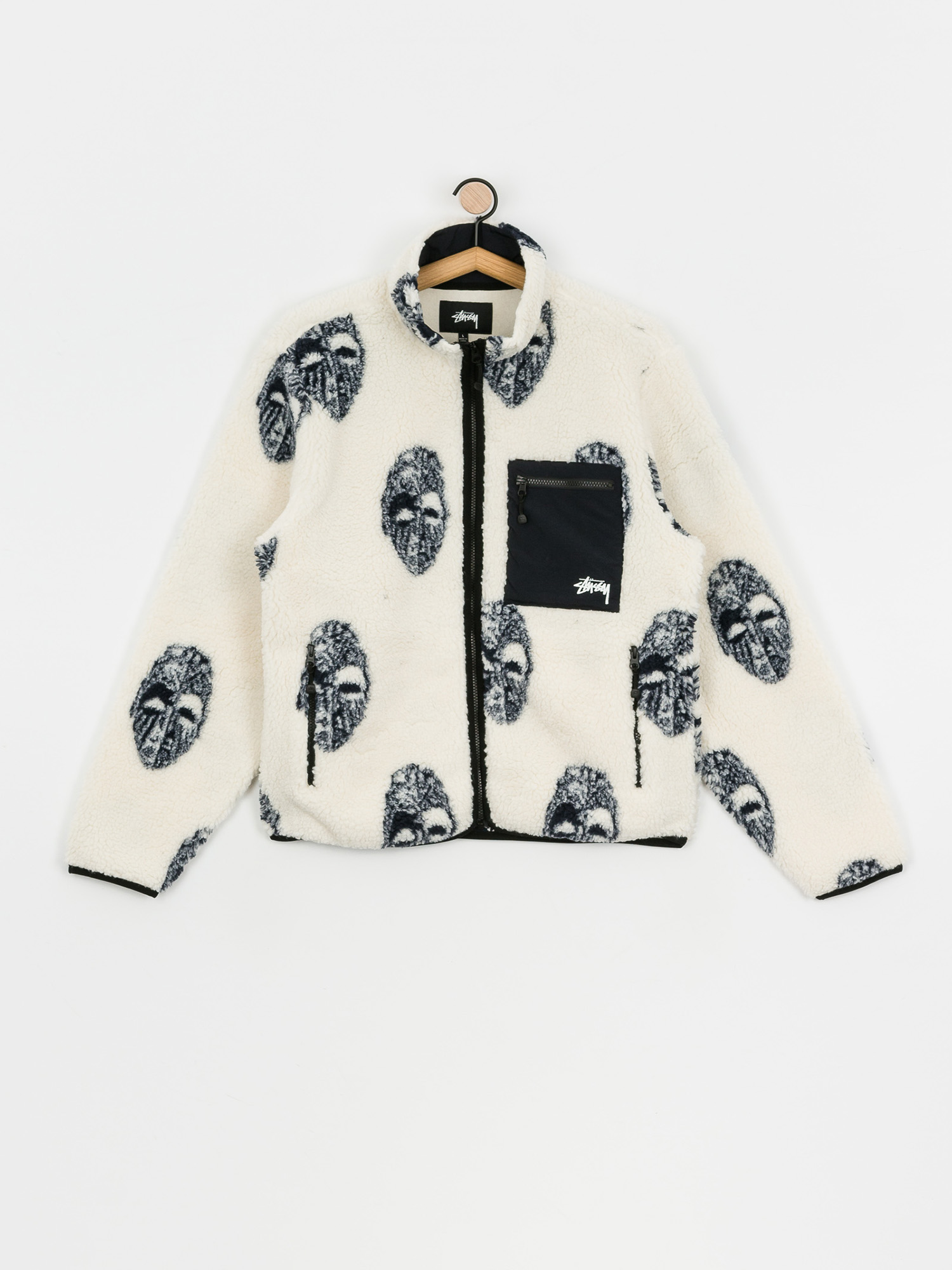 Herren Stussy Mask Jacquard Fleecejacke (natural)