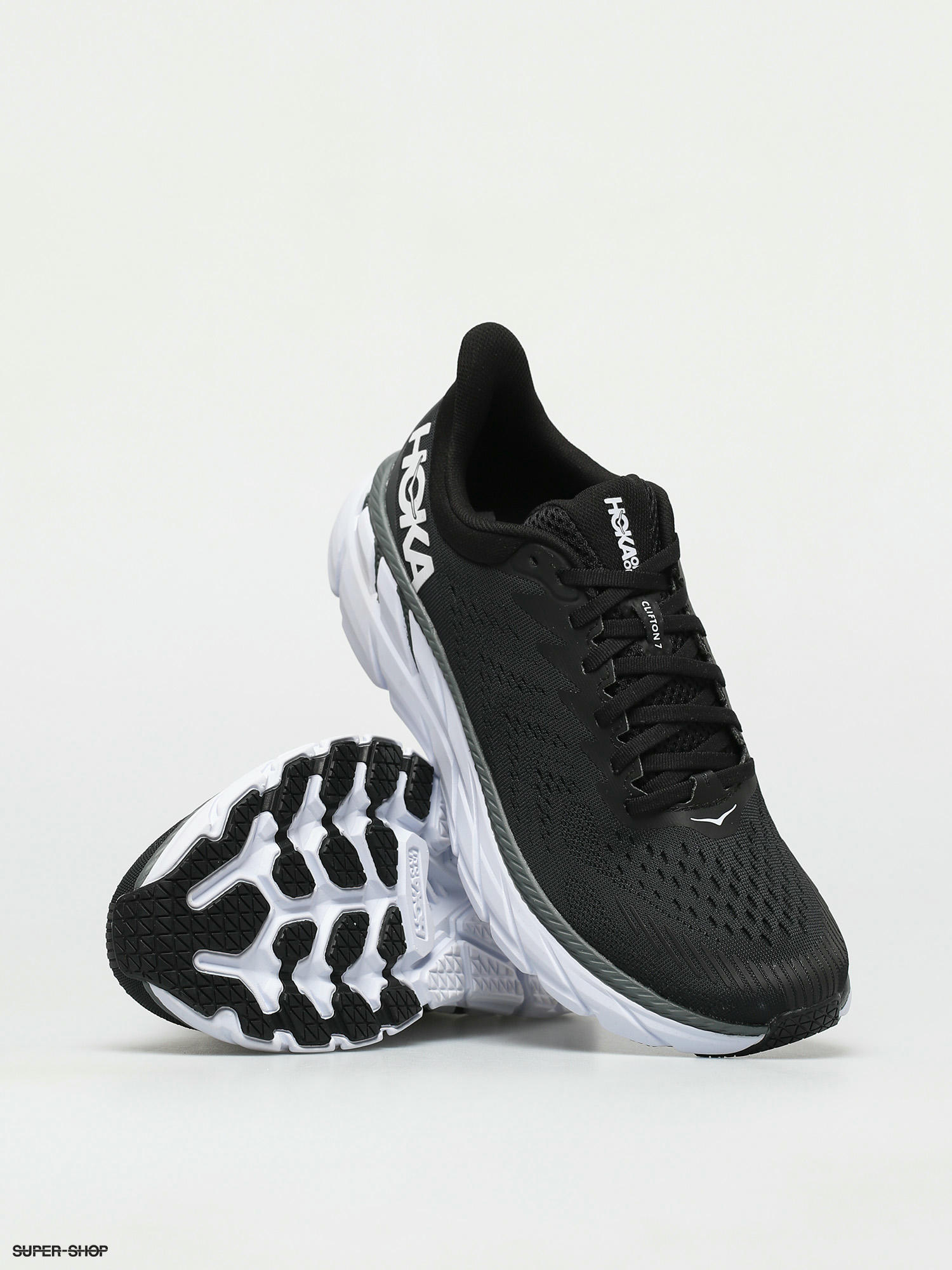 hoka one one clifton 7 black and white