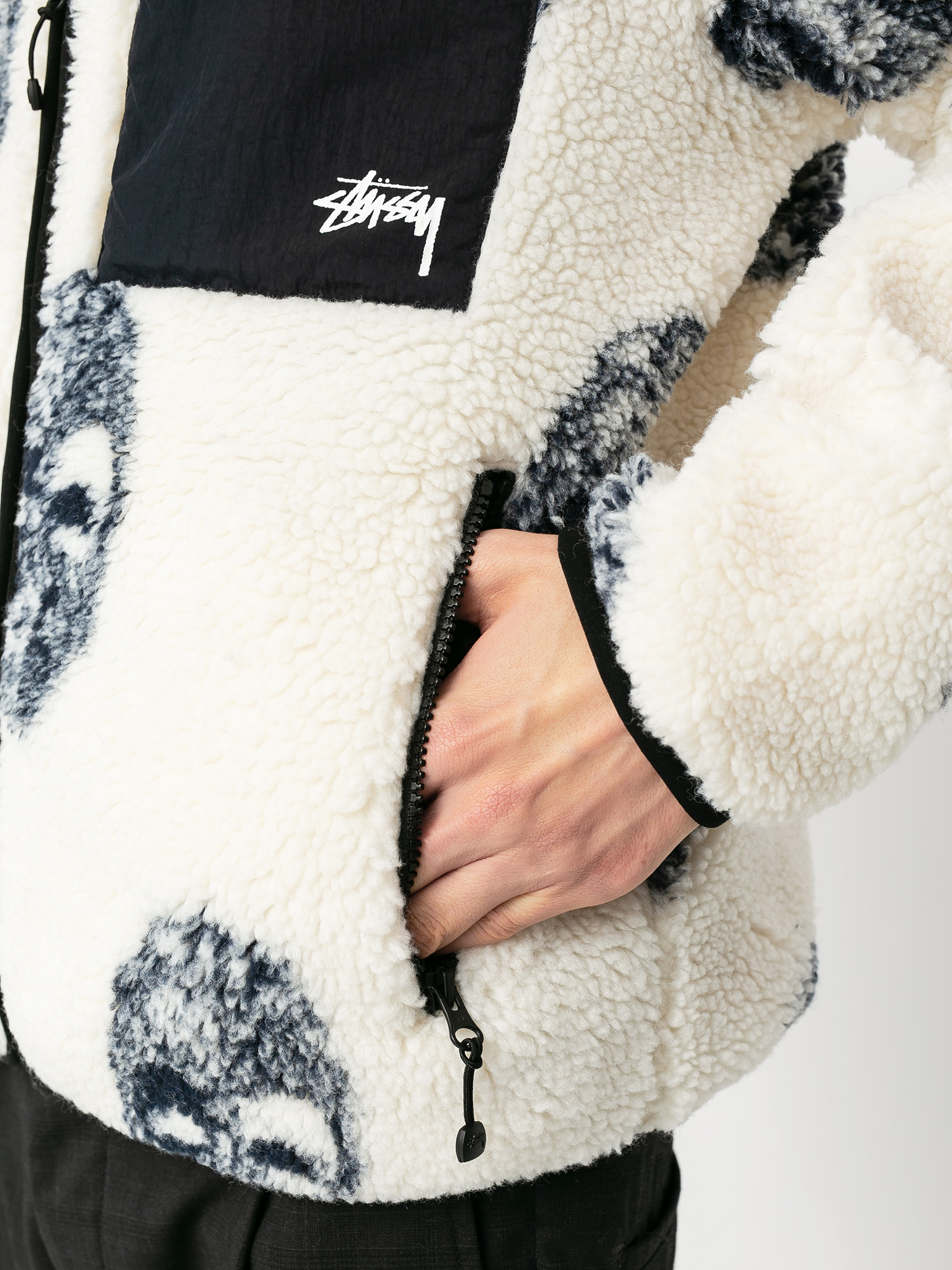 Mens Stussy Mask Jacquard Fleece  (natural)