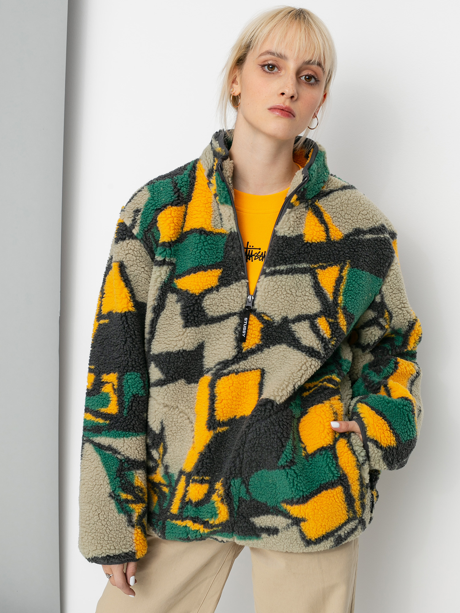 Womens Stussy Block Sherpa Fleece (multi)