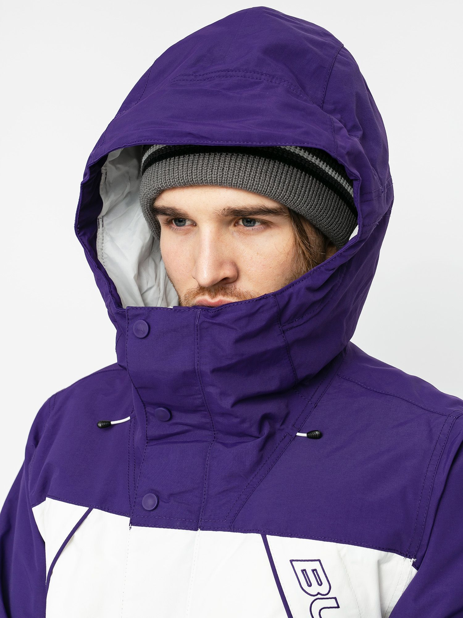 Mens Burton Breach Insulated Snowboard jacket (parachute purple/stout white/dynasty green)