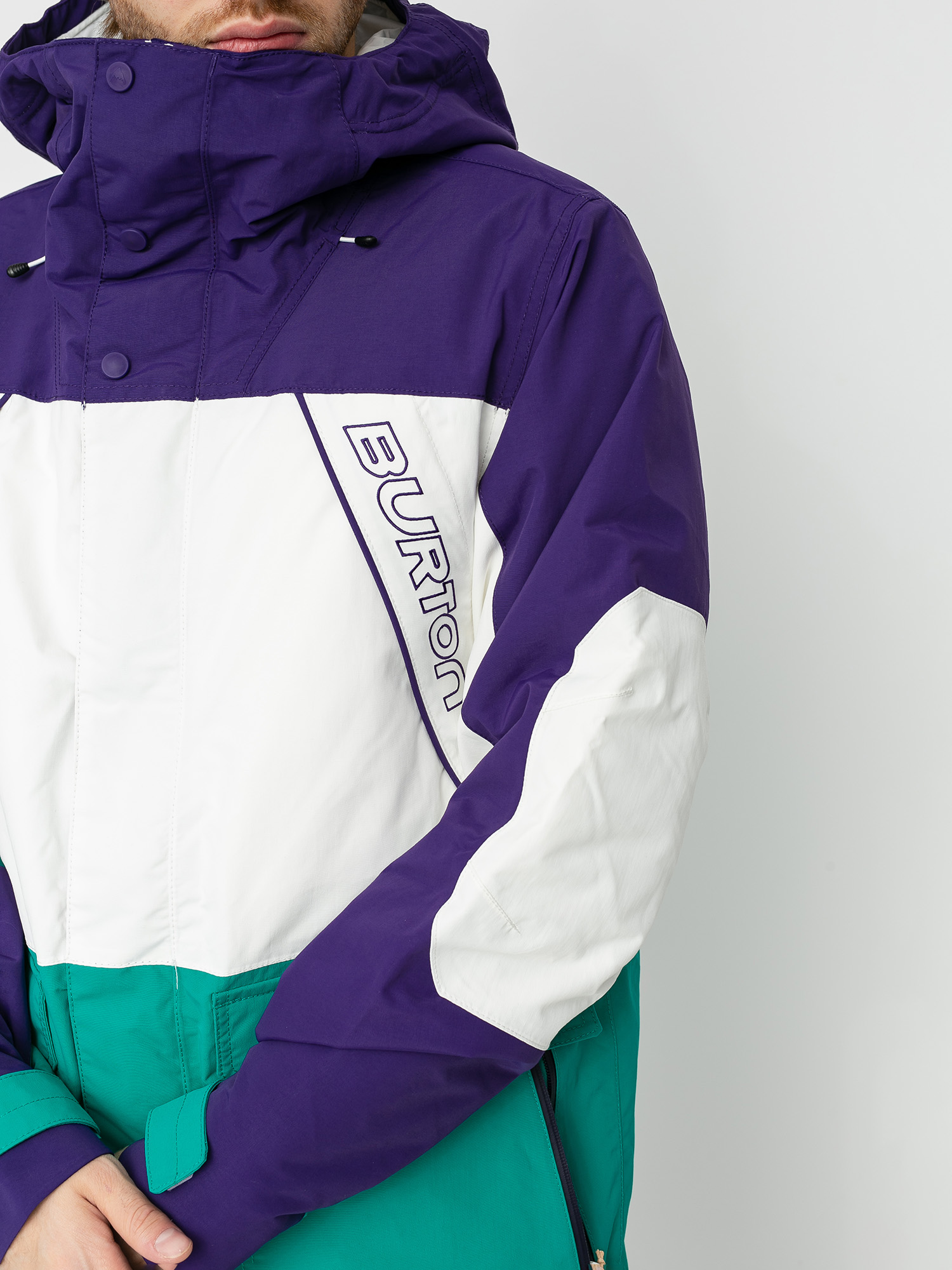 Mens Burton Breach Insulated Snowboard jacket (parachute purple/stout white/dynasty green)