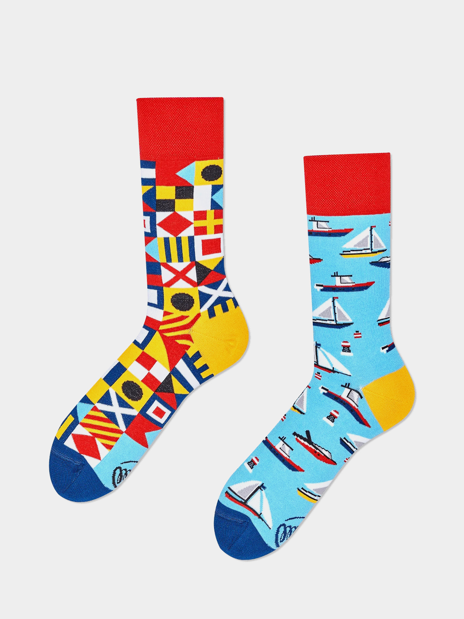 Many Mornings Yacht Club Socks (blue/red/yellow)