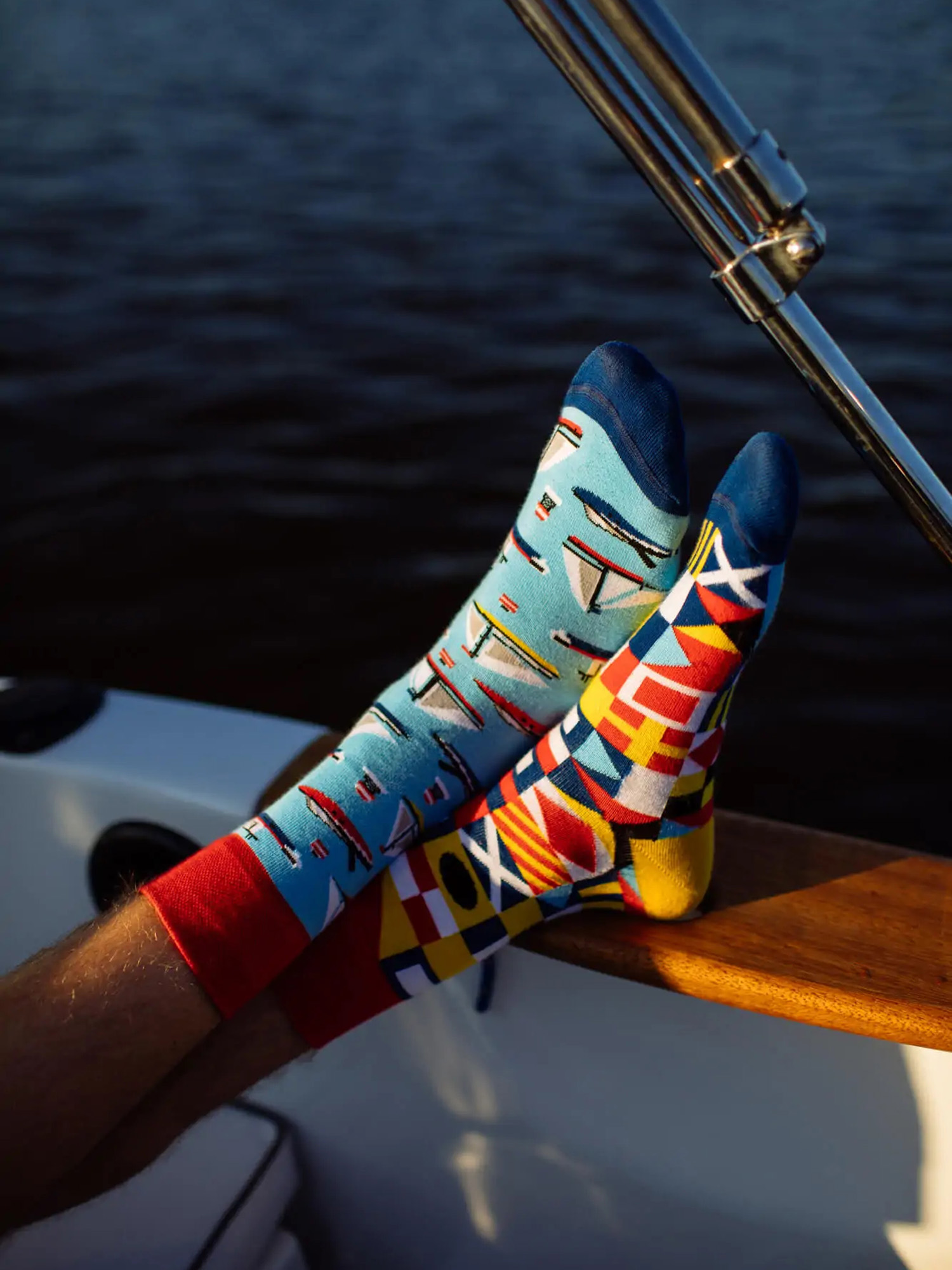 Many Mornings Yacht Club Socks (blue/red/yellow)