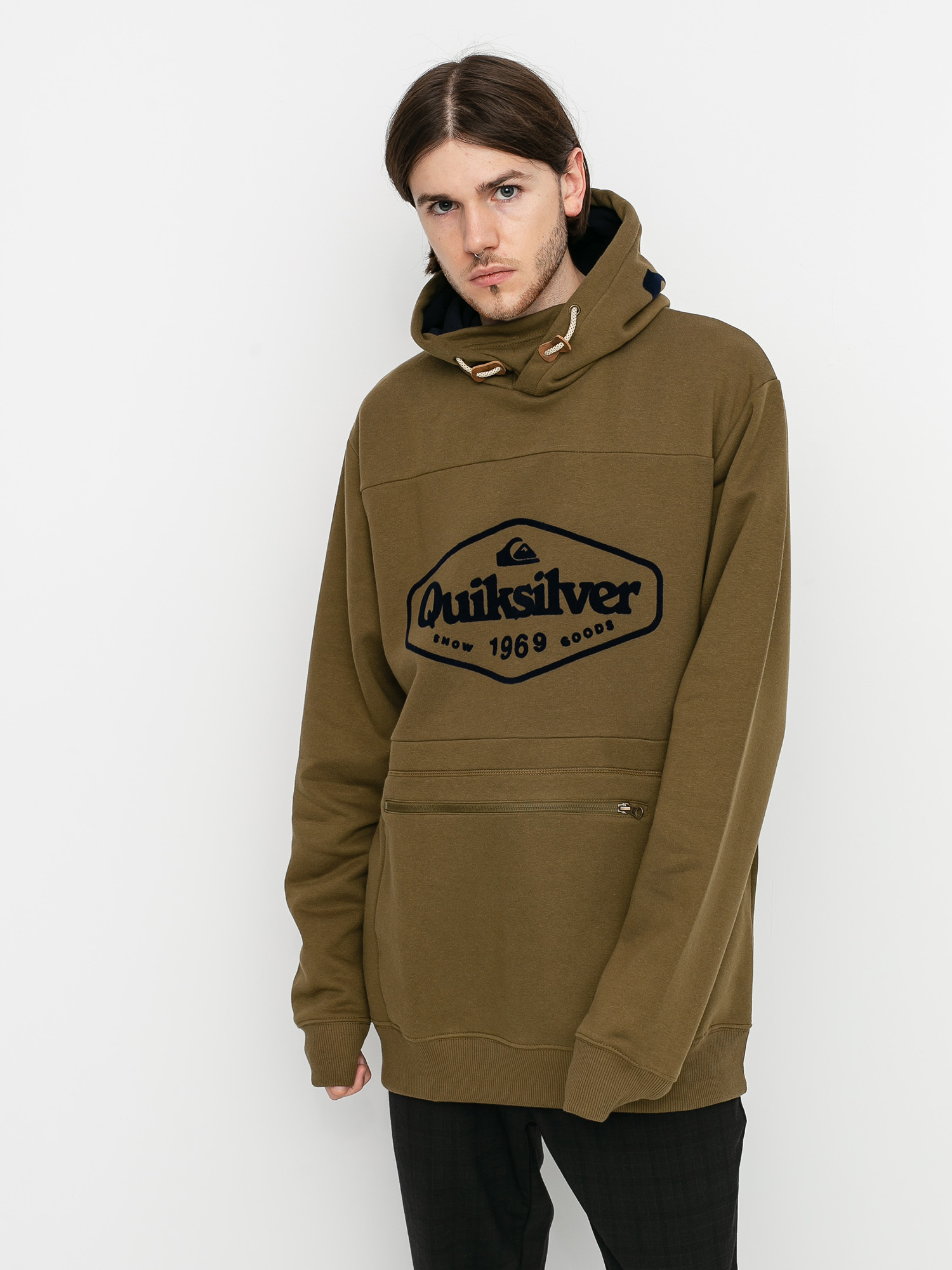 Mens Quiksilver Big Logo Tech HD Active sweatshirt (military olive)