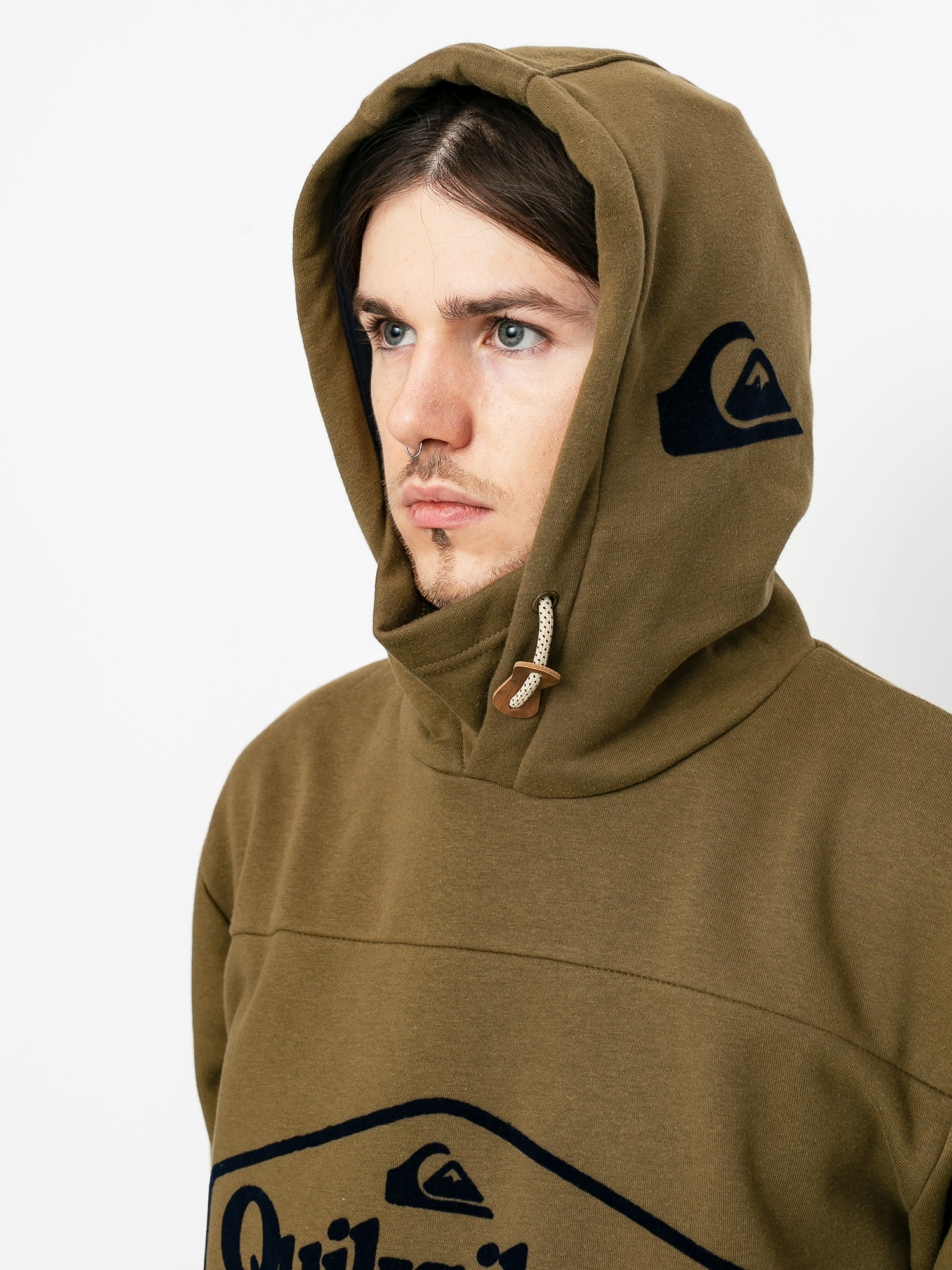 Mens Quiksilver Big Logo Tech HD Active sweatshirt (military olive)