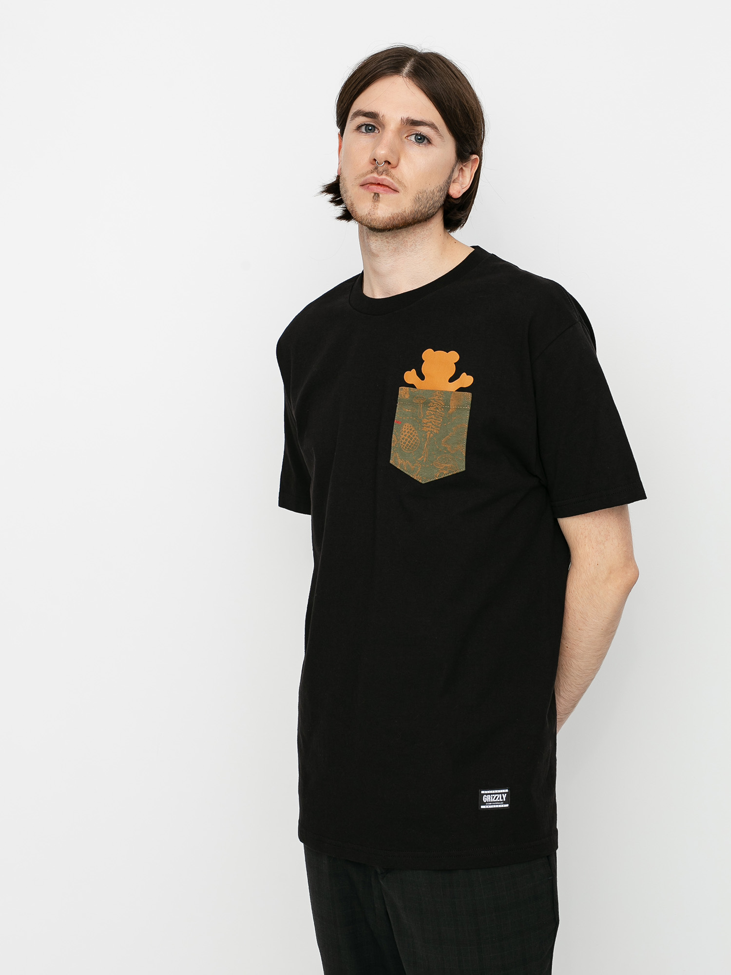 Grizzly Griptape Foliage Pocket Bear T-shirt (black)