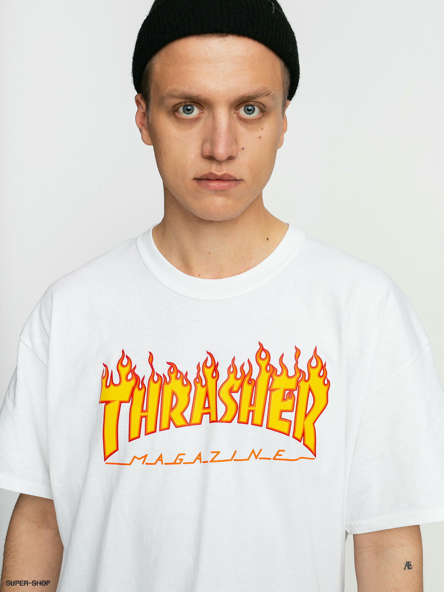 Thrasher T-Shirt Flame Logo (white)
