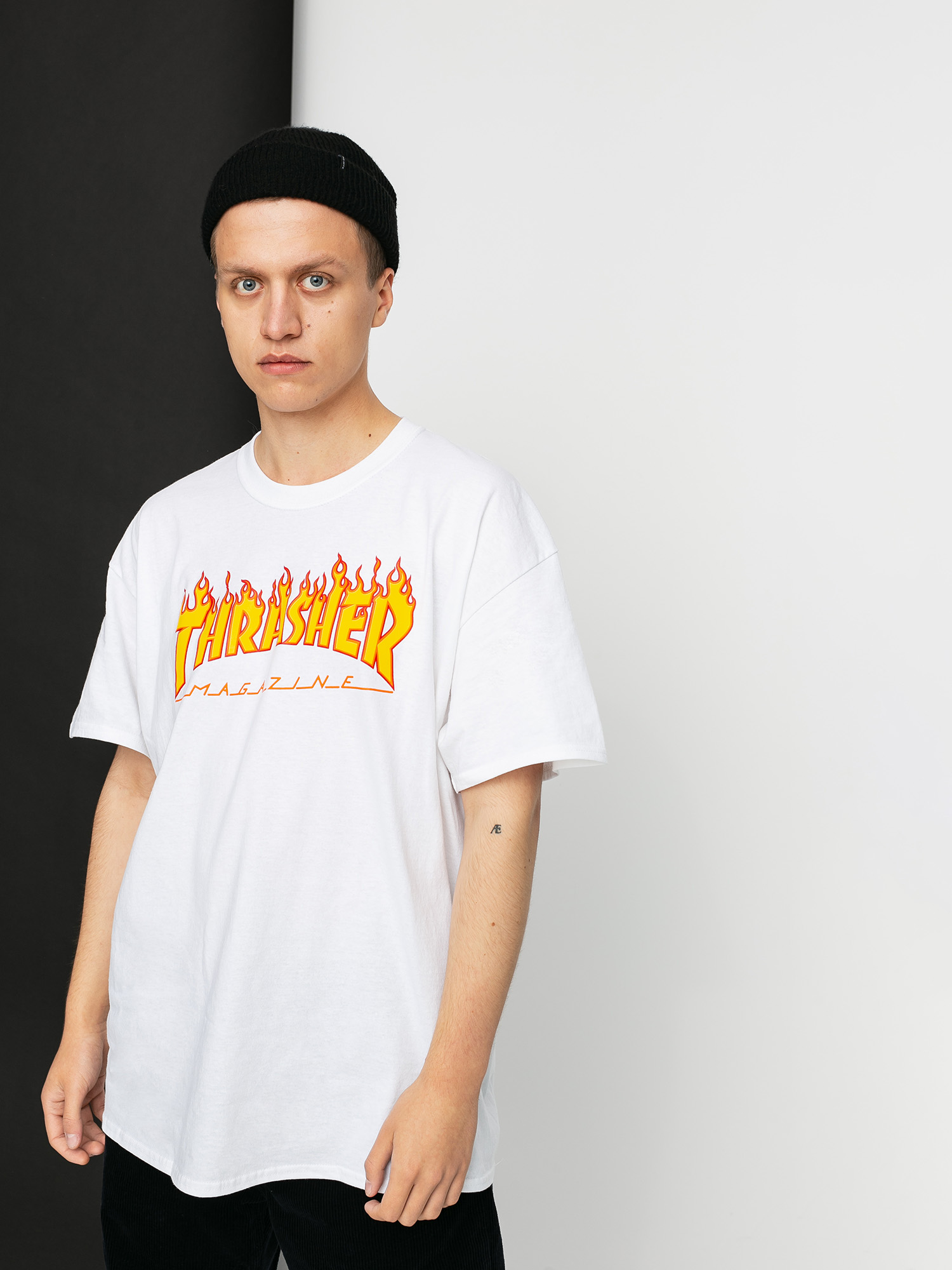 Thrasher T-Shirt Flame Logo (white)