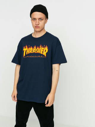 Thrasher T-shirt Flame Logo (navy/blue)