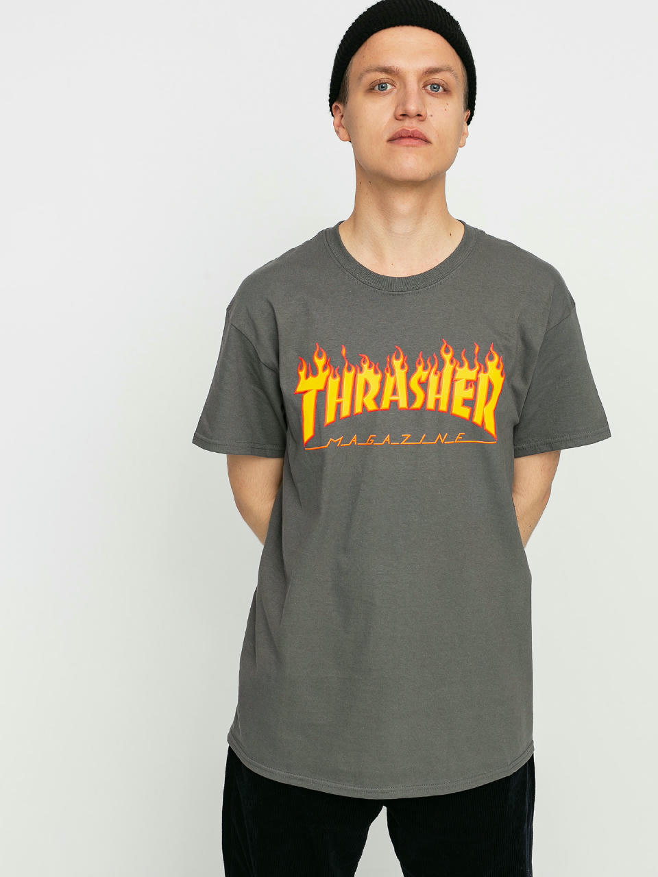 Thrasher T-shirt Flame Logo (black)