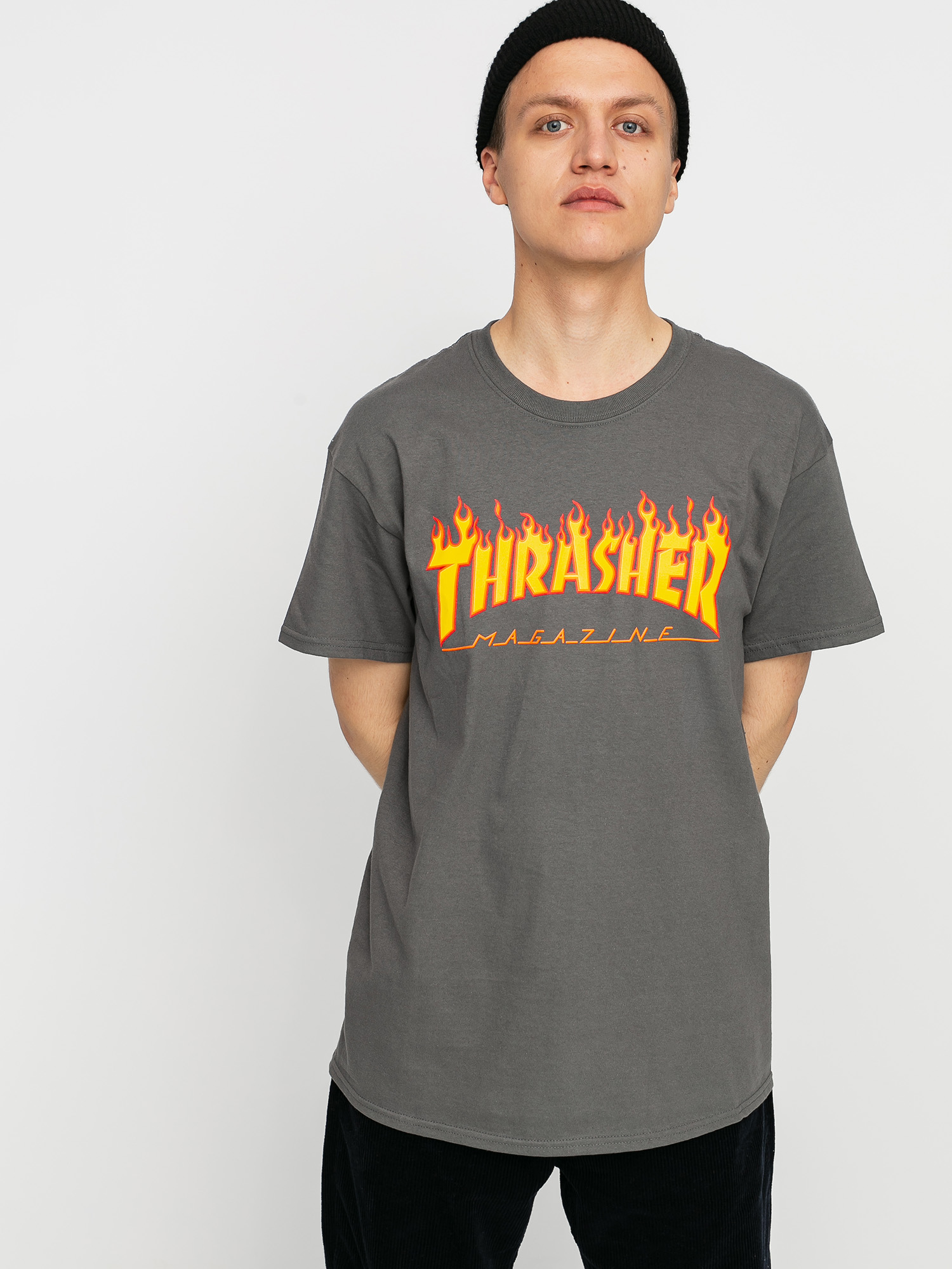 Thrasher T-shirt Flame Logo (charcoal grey)