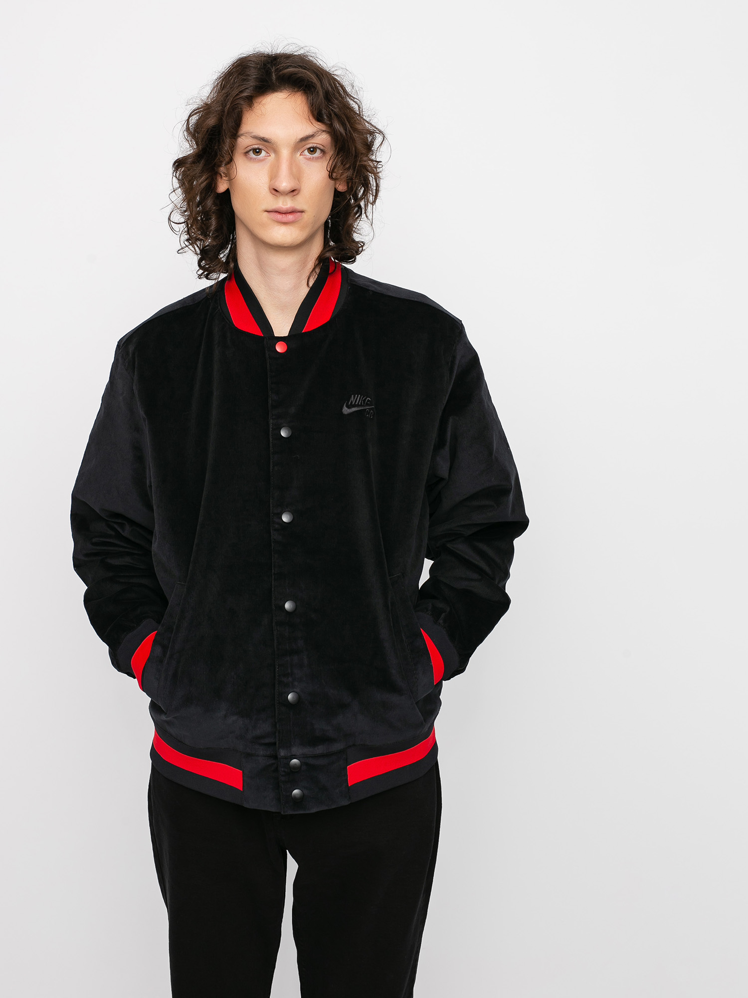 Nike SB Corduroy Bomber Jacket (black/black/university red/black)