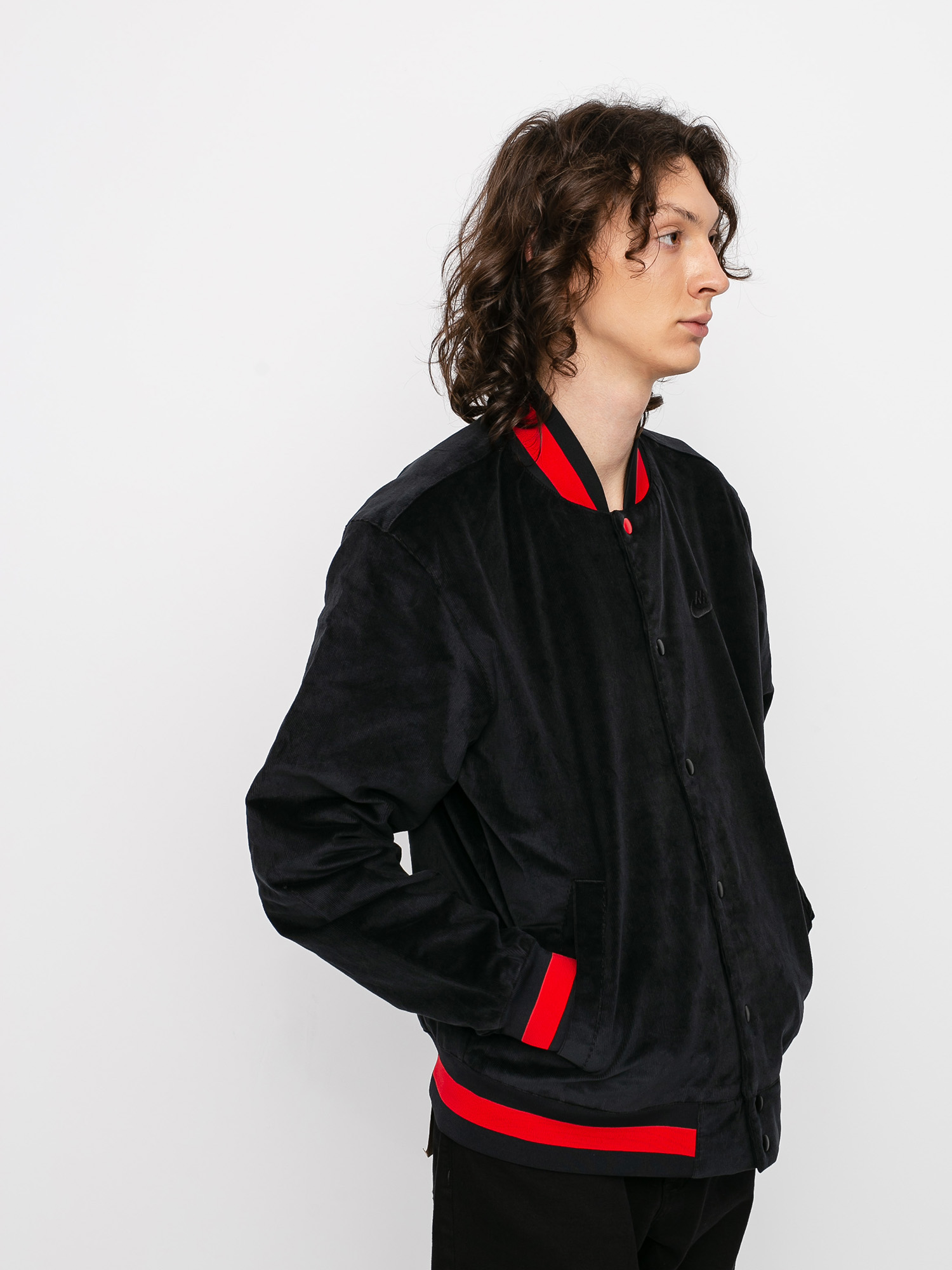 Nike SB Corduroy Bomber Jacket (black/black/university red/black)