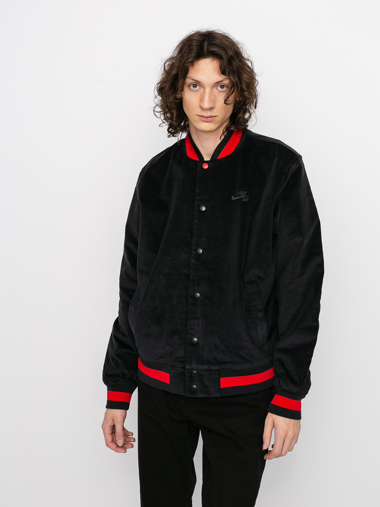 Nike SB Corduroy Bomber Jacket (black/black/university red/black)