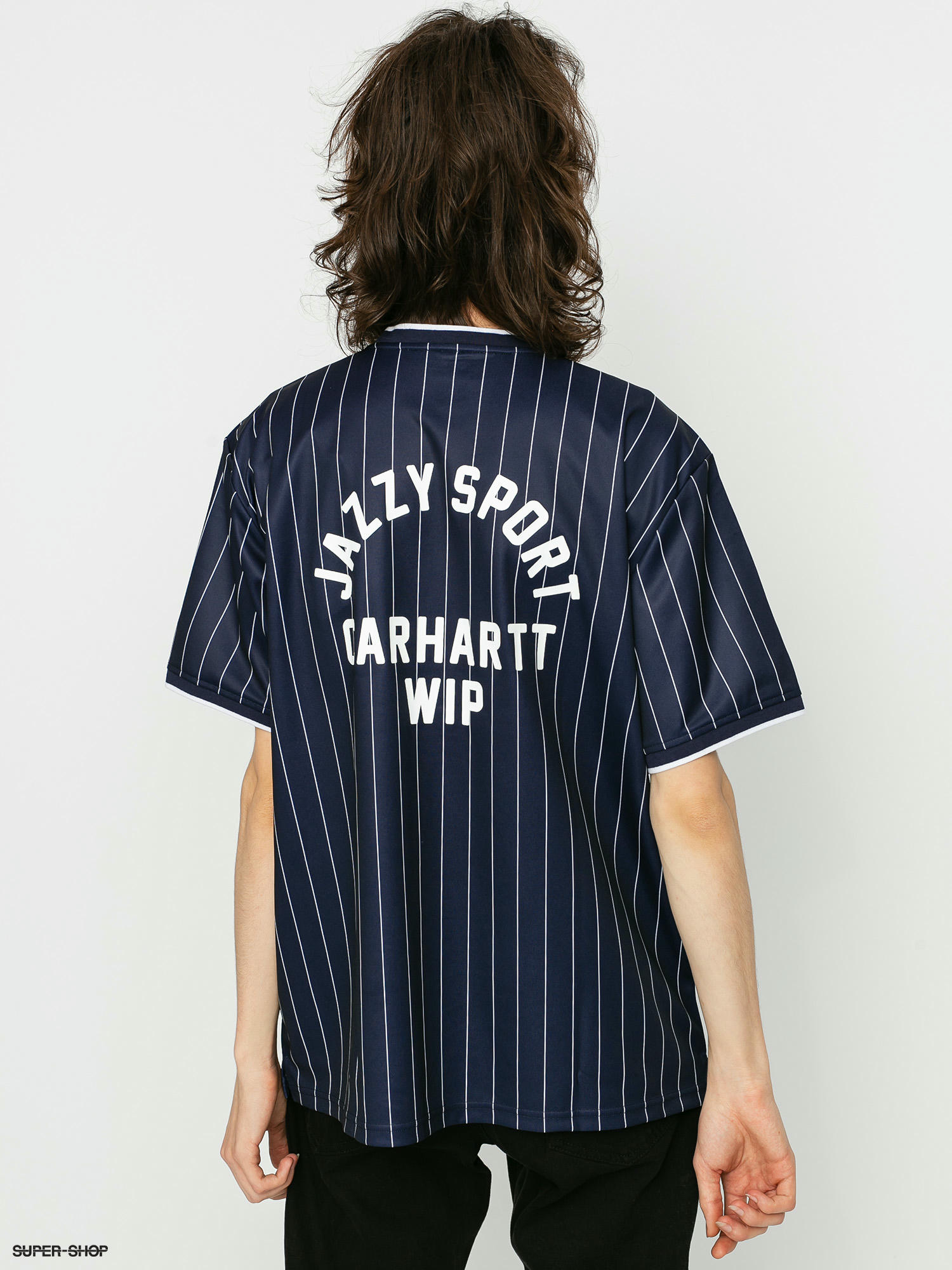 Carhartt WIP X Relevant Parties Jazzy Sport Jersey T-shirt (navy/white  stripes)
