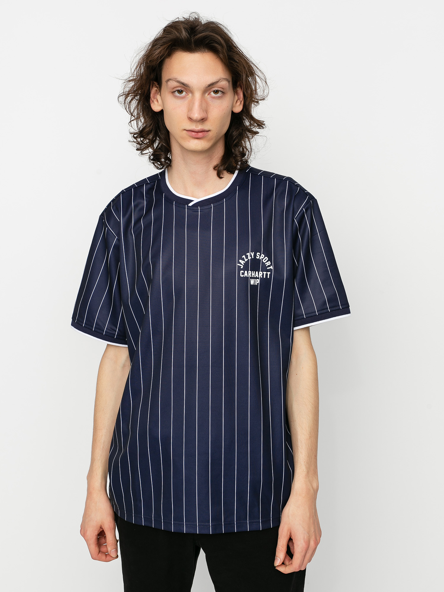 Carhartt WIP X Relevant Parties Jazzy Sport Jersey T-shirt (navy/white stripes)