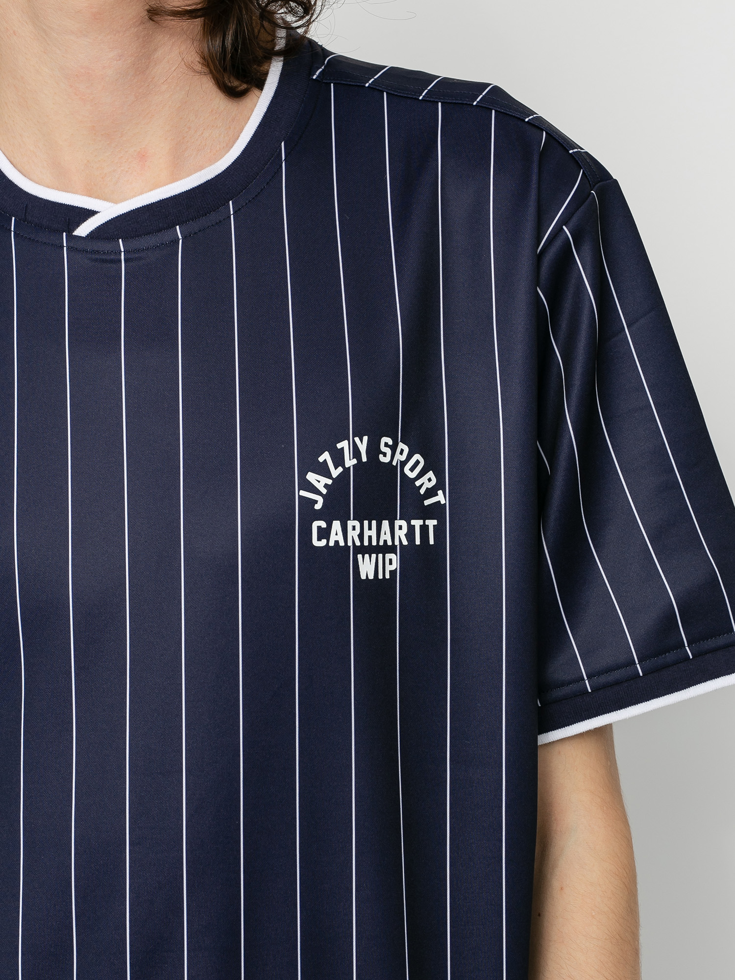 Carhartt WIP X Relevant Parties Jazzy Sport Jersey T-shirt (navy/white stripes)