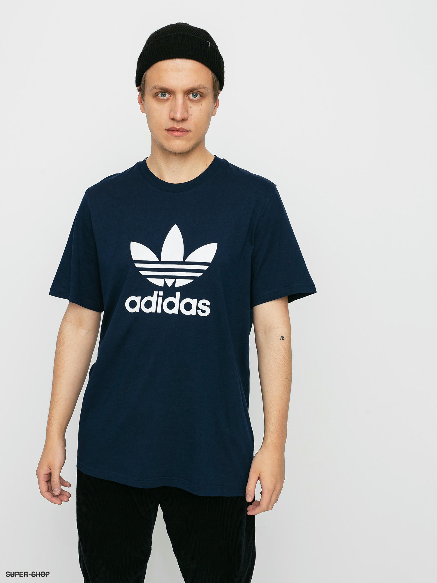 Adidas trefoil shop t shirt navy