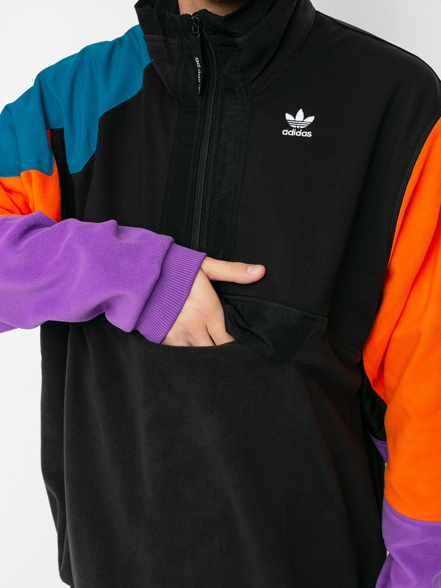 Adidas originals pt3 fleece best sale half zip jacket in black