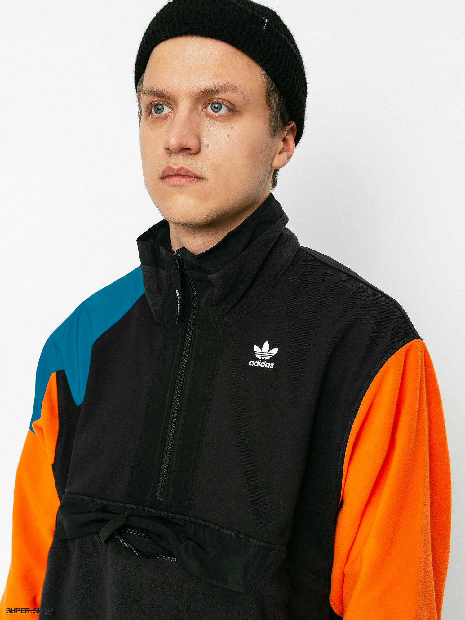 adidas originals pt3 fleece half zip jacket in black