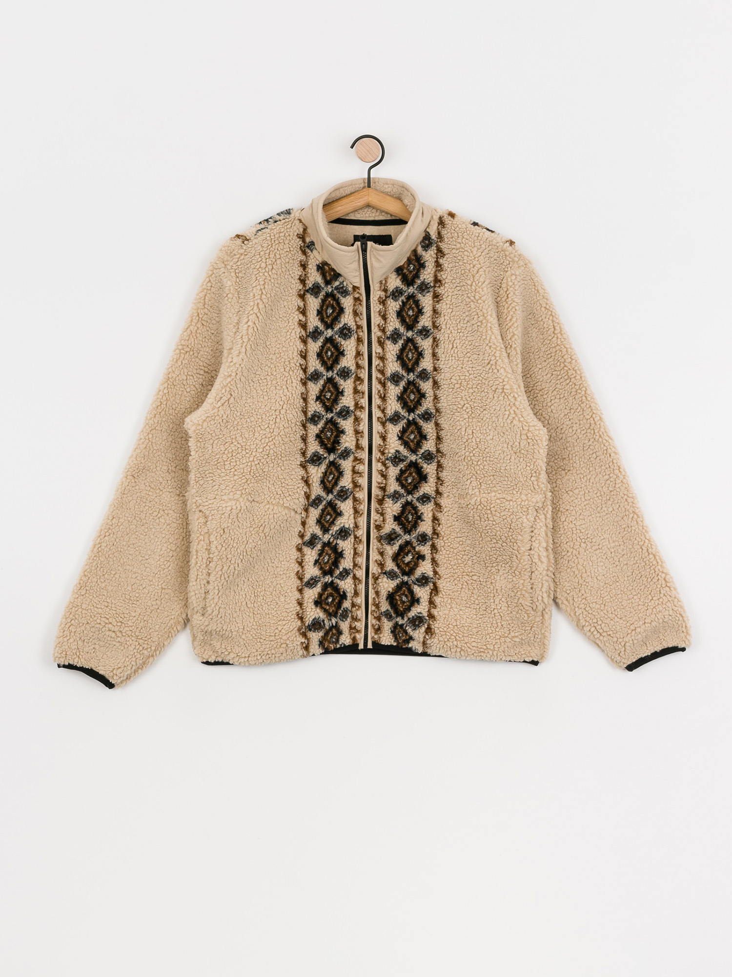 Mens Stussy Lima Jacquard Sherpa Fleece  (beige)