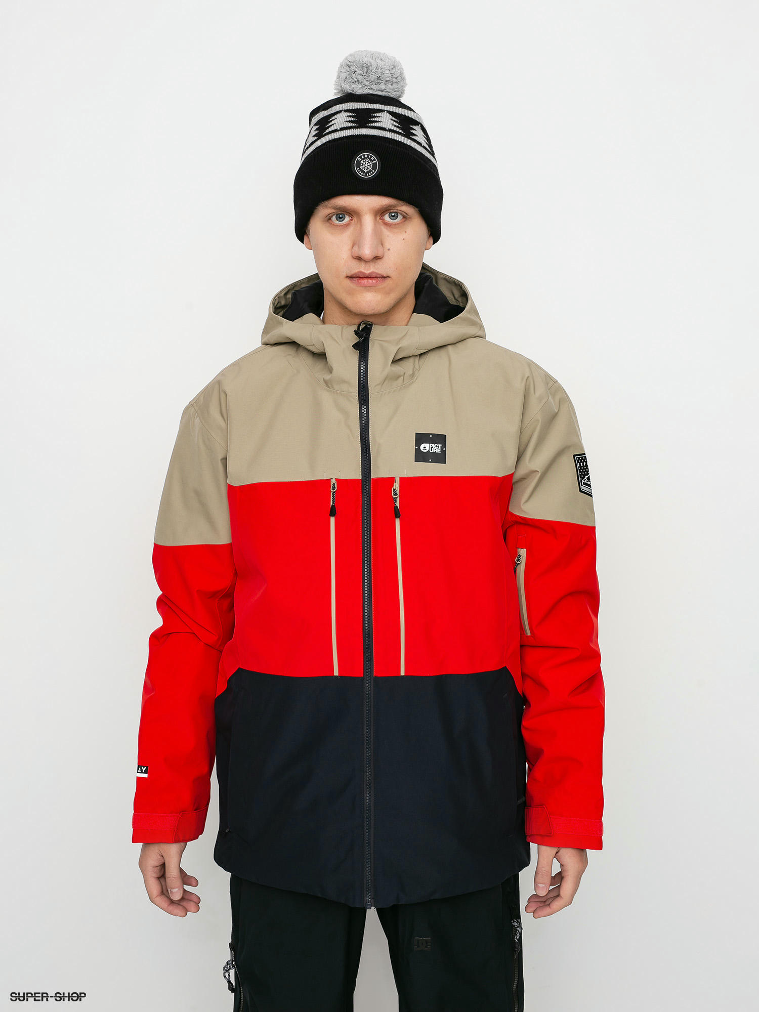 red snowboard jacket