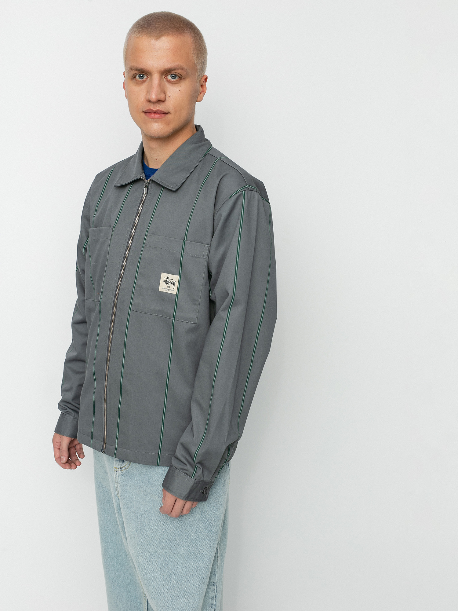 Stussy stripe zip discount jacket