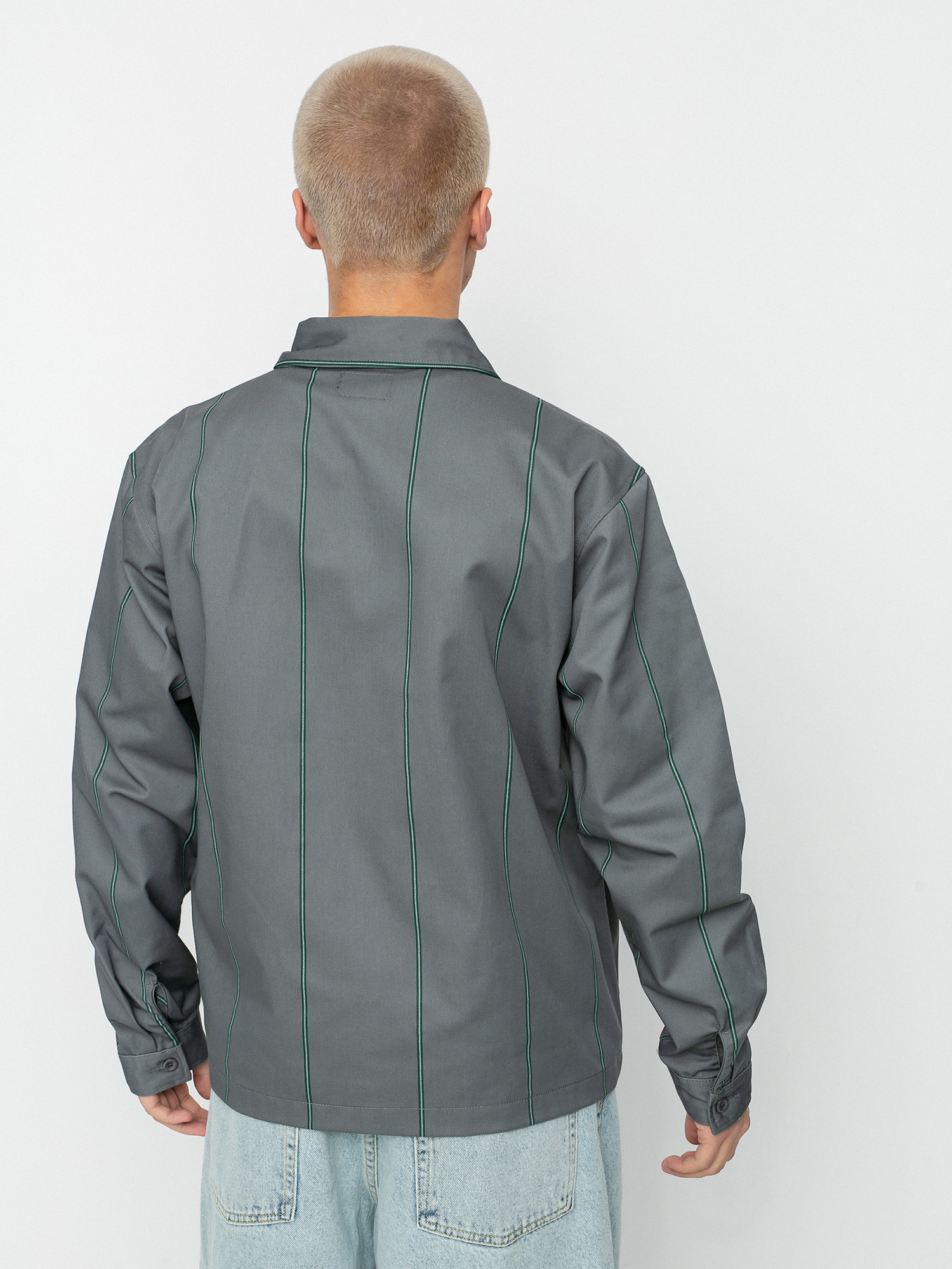 Stussy Full Zip Work Shirt (grey stripe)