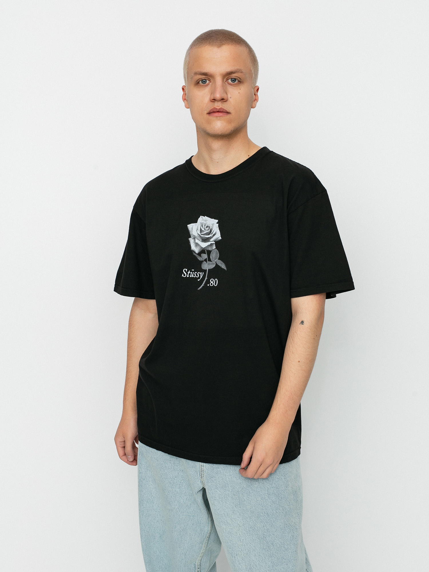 Stussy 80 Rose Pig. Dyed T-Shirt (black)