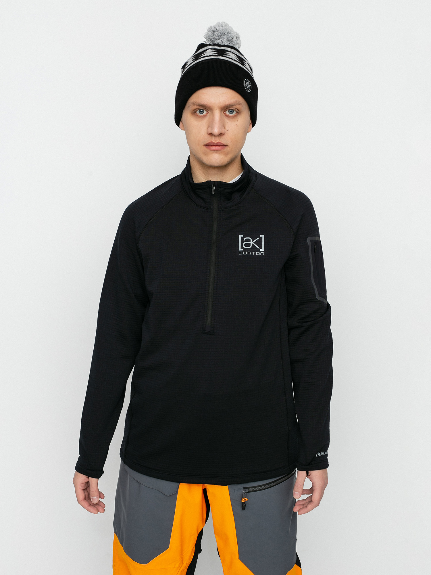 Mens Burton Ak Helium Grid Fleece Half Zip Fleece  (true black)